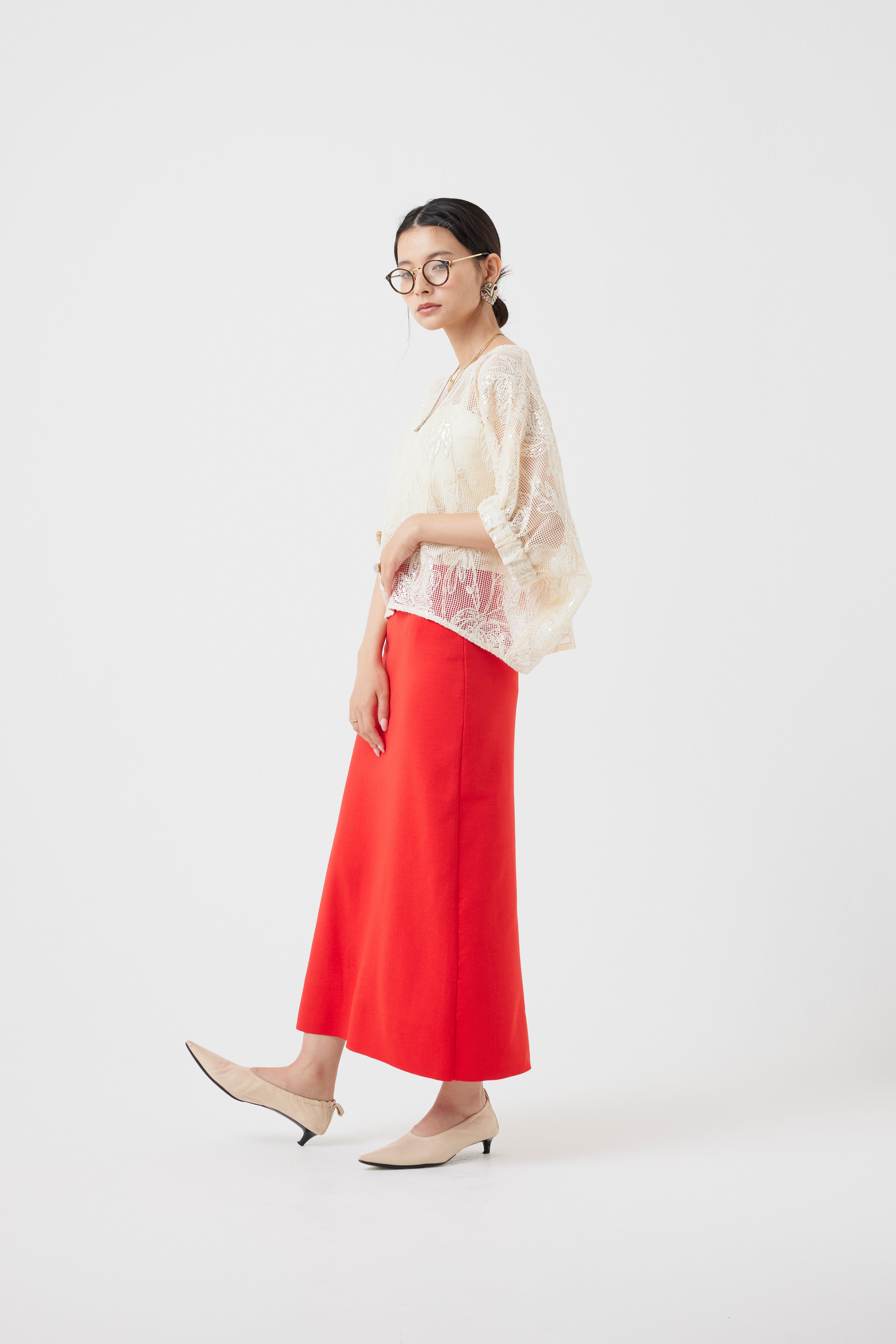 ボタニカルパターンスパングルドルマンブラウス(6260-375)