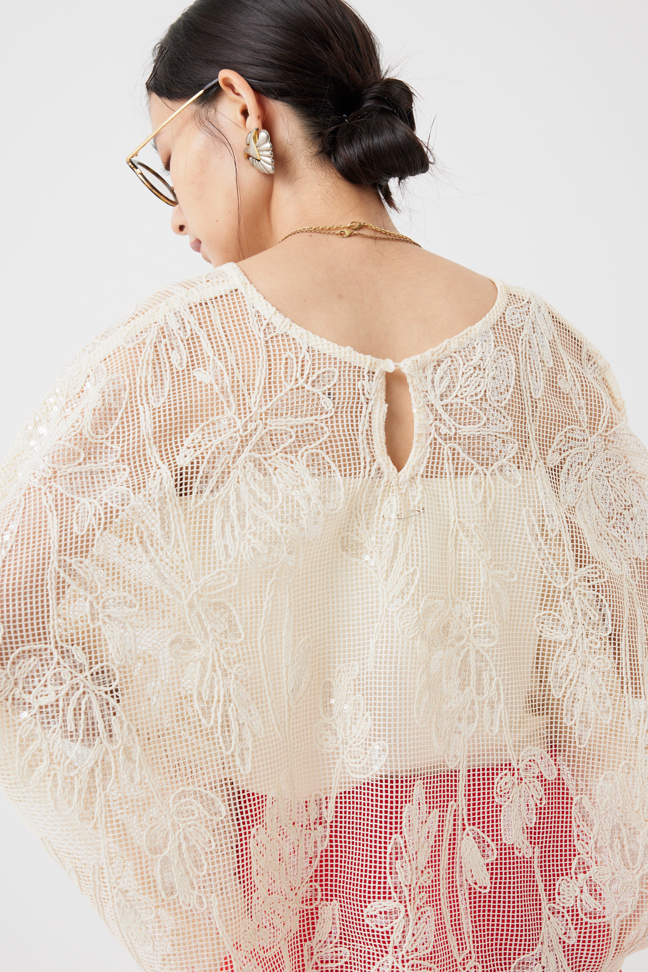 ボタニカルパターンスパングルドルマンブラウス(6260-375)