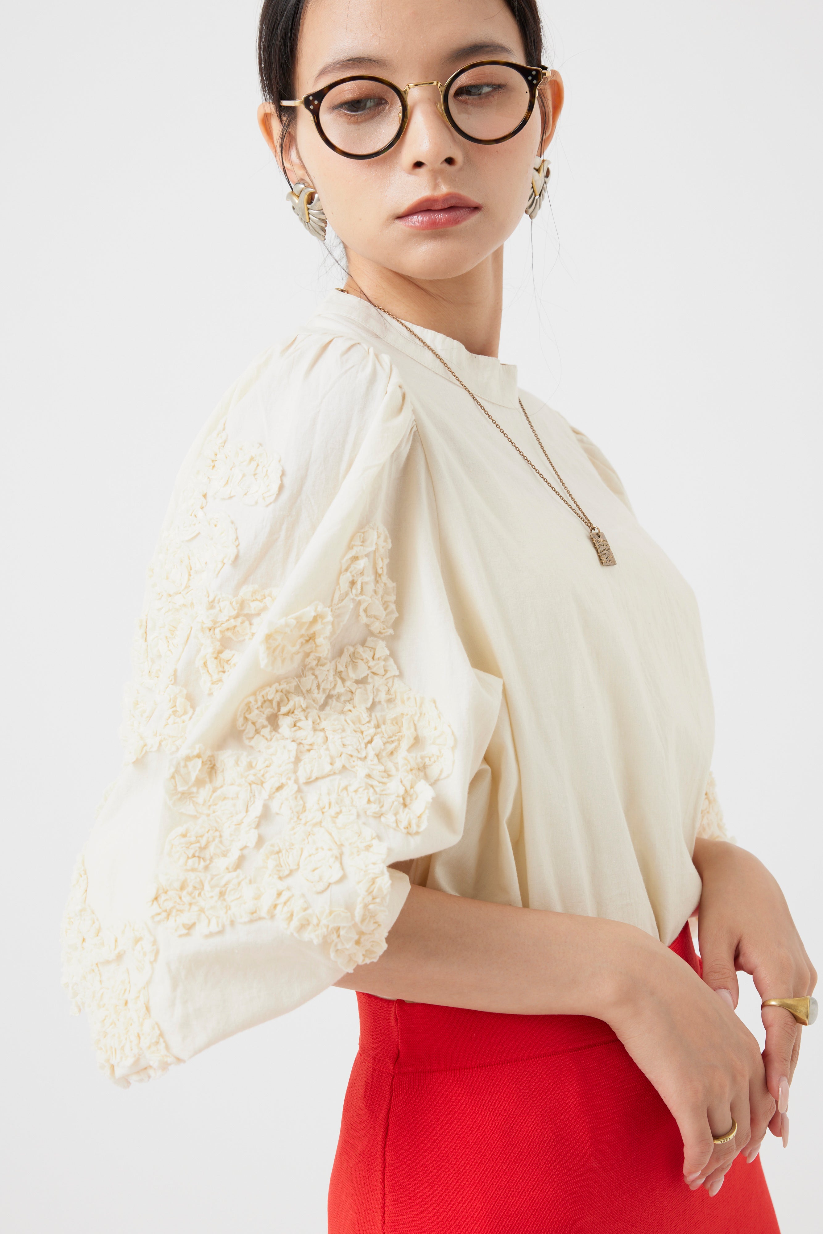 インドコットンエンブロイダリーブラウス(6261-362 )