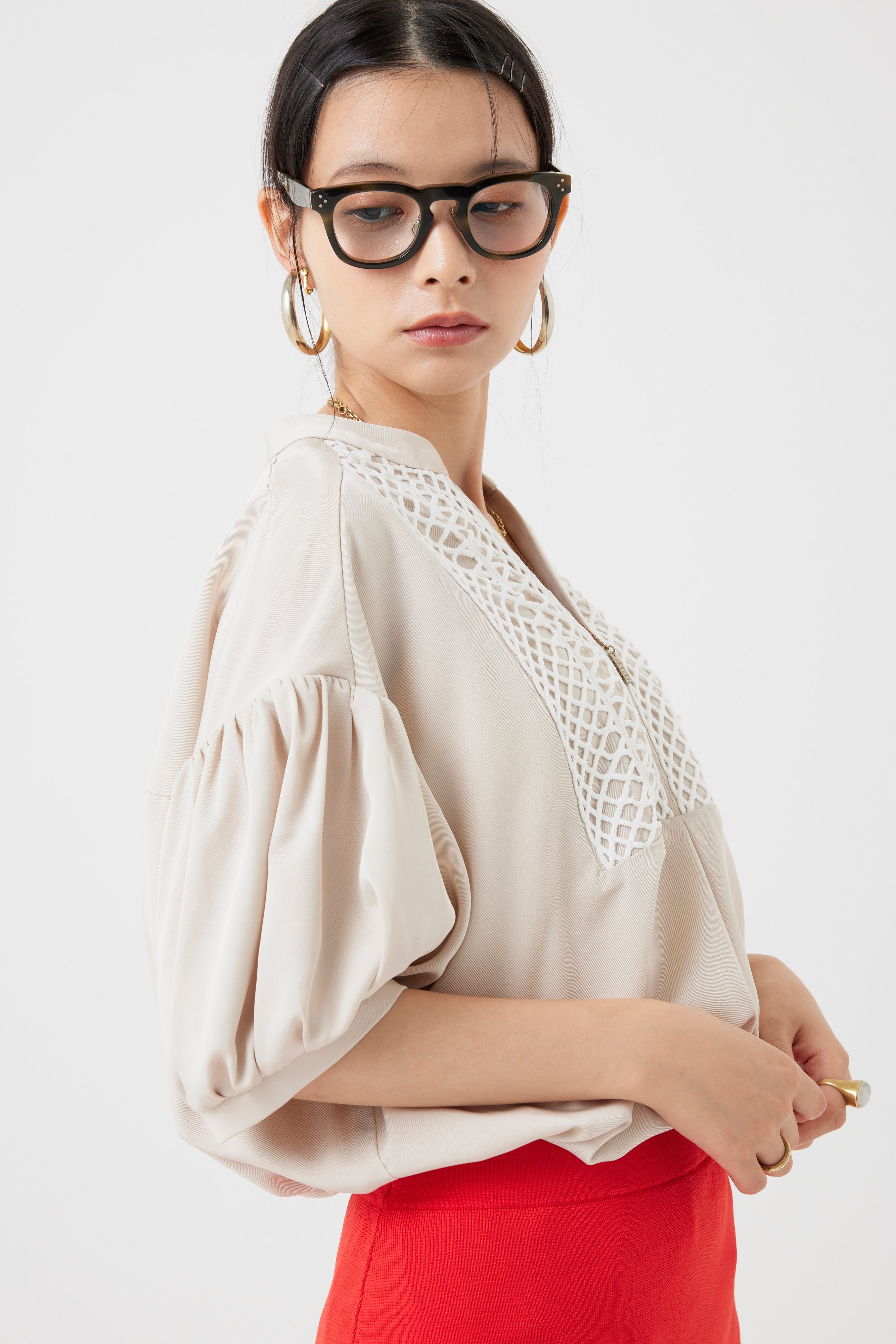 コードレースヨークブラウス(6260-376)