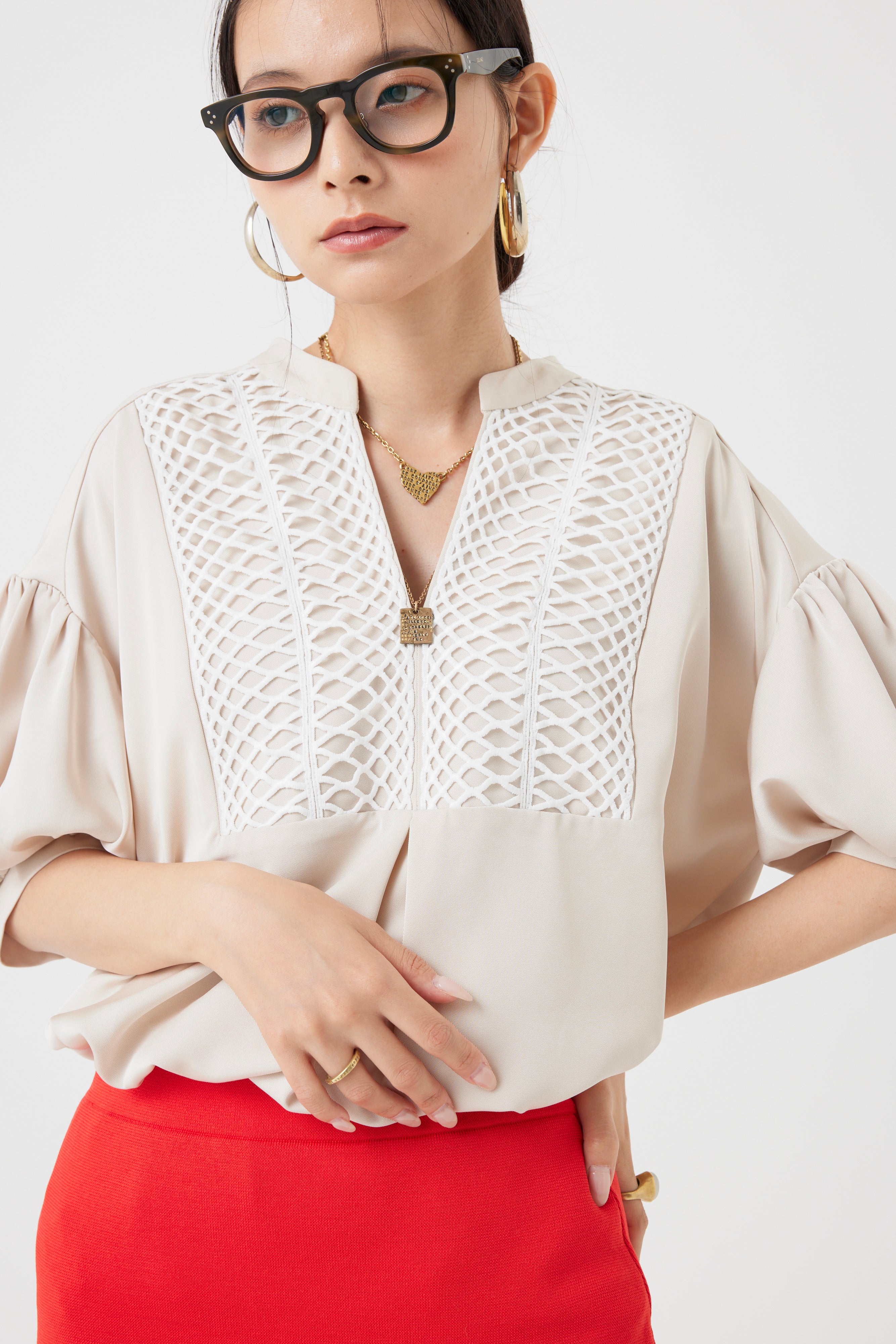 コードレースヨークブラウス(6260-376)