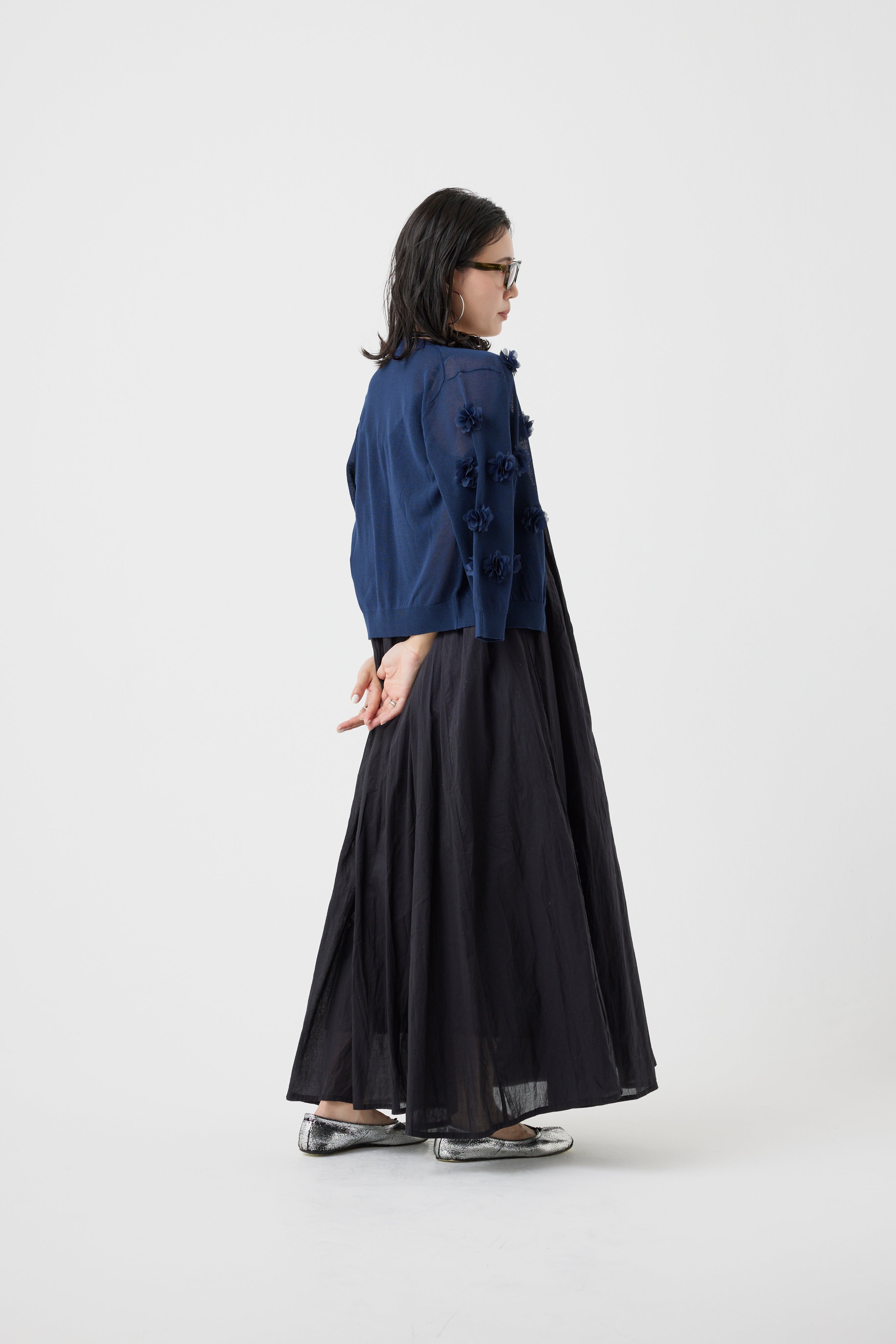 フラワーモチーフニットカーディガン(6260-381)