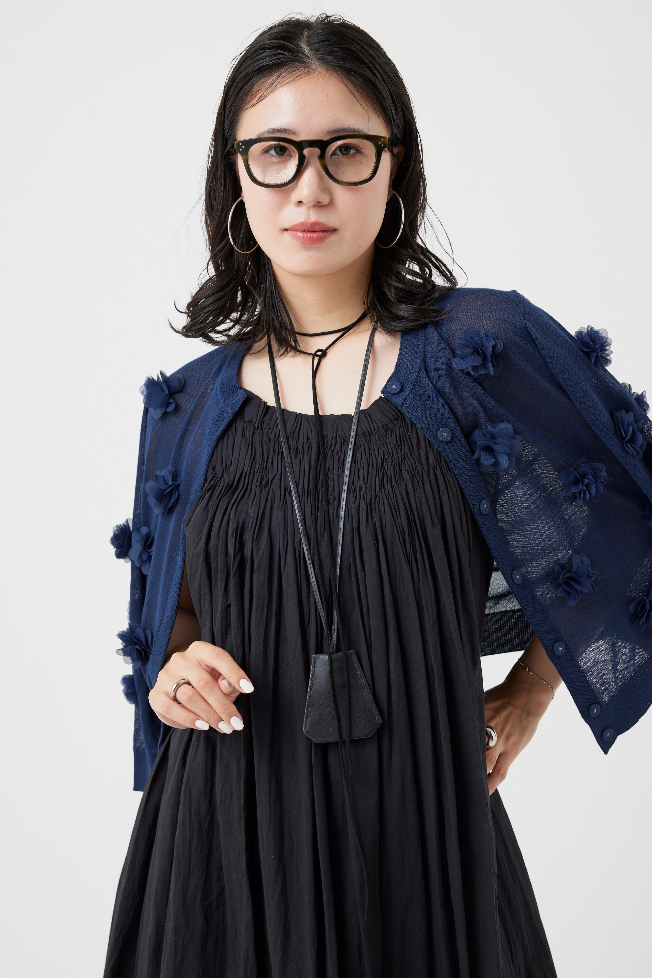 フラワーモチーフニットカーディガン(6260-381)