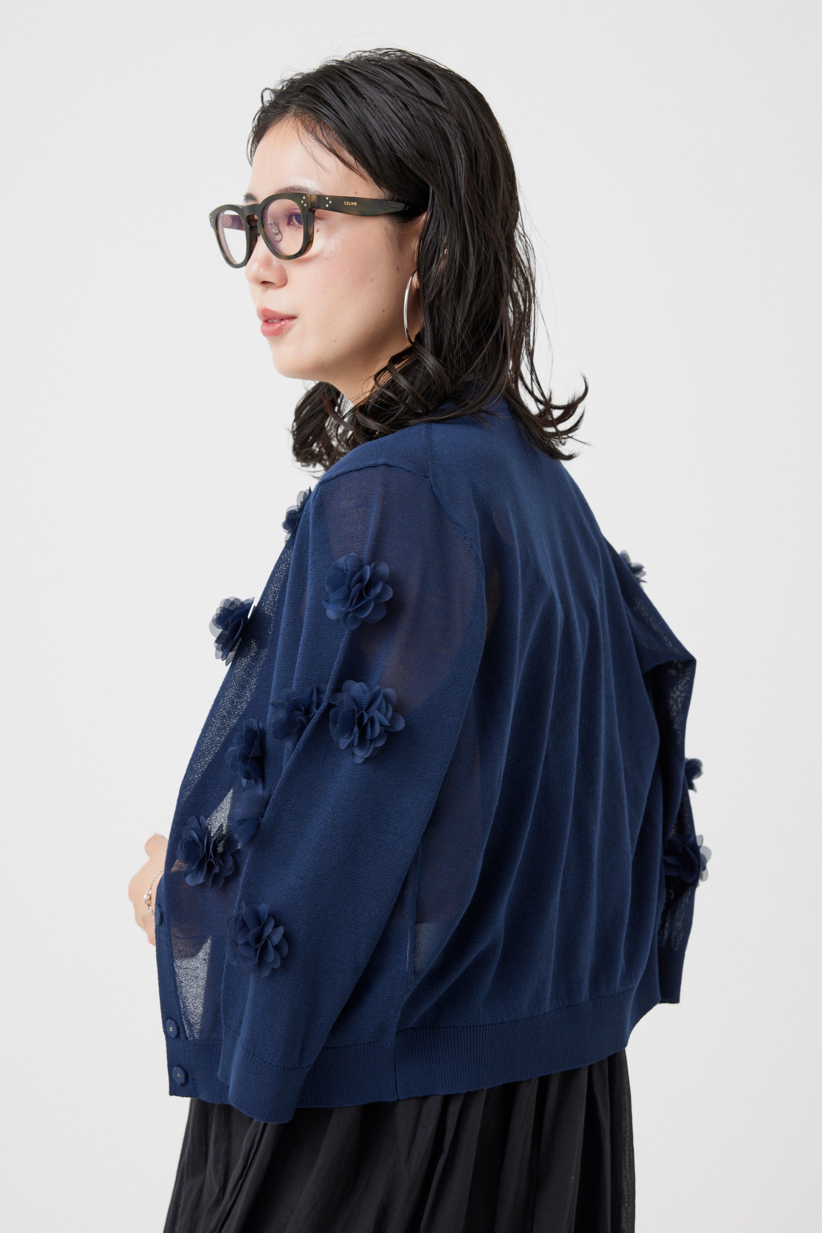 フラワーモチーフニットカーディガン(6260-381)