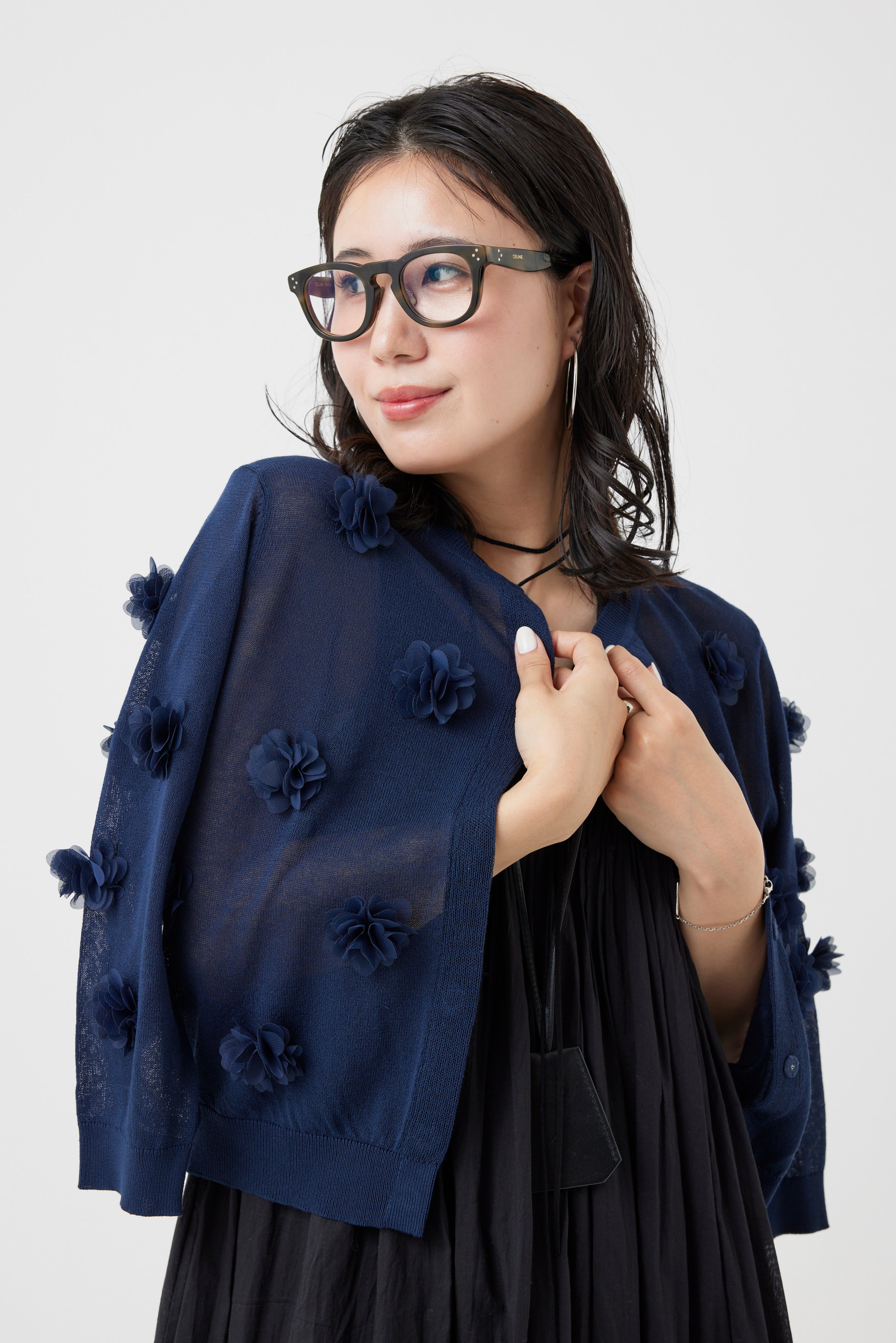 フラワーモチーフニットカーディガン(6260-381)