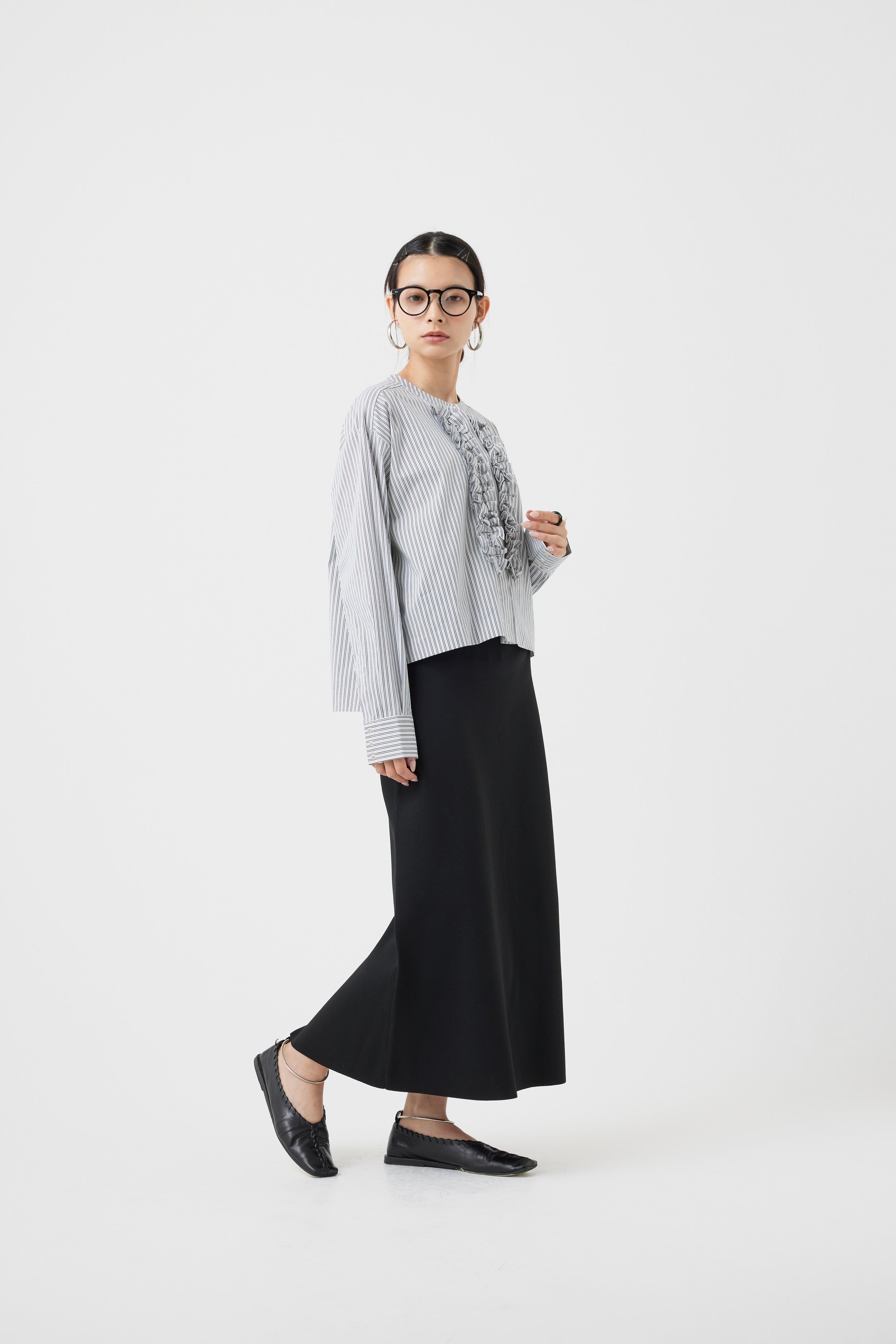 フリルストライプブラウス(6262-450)