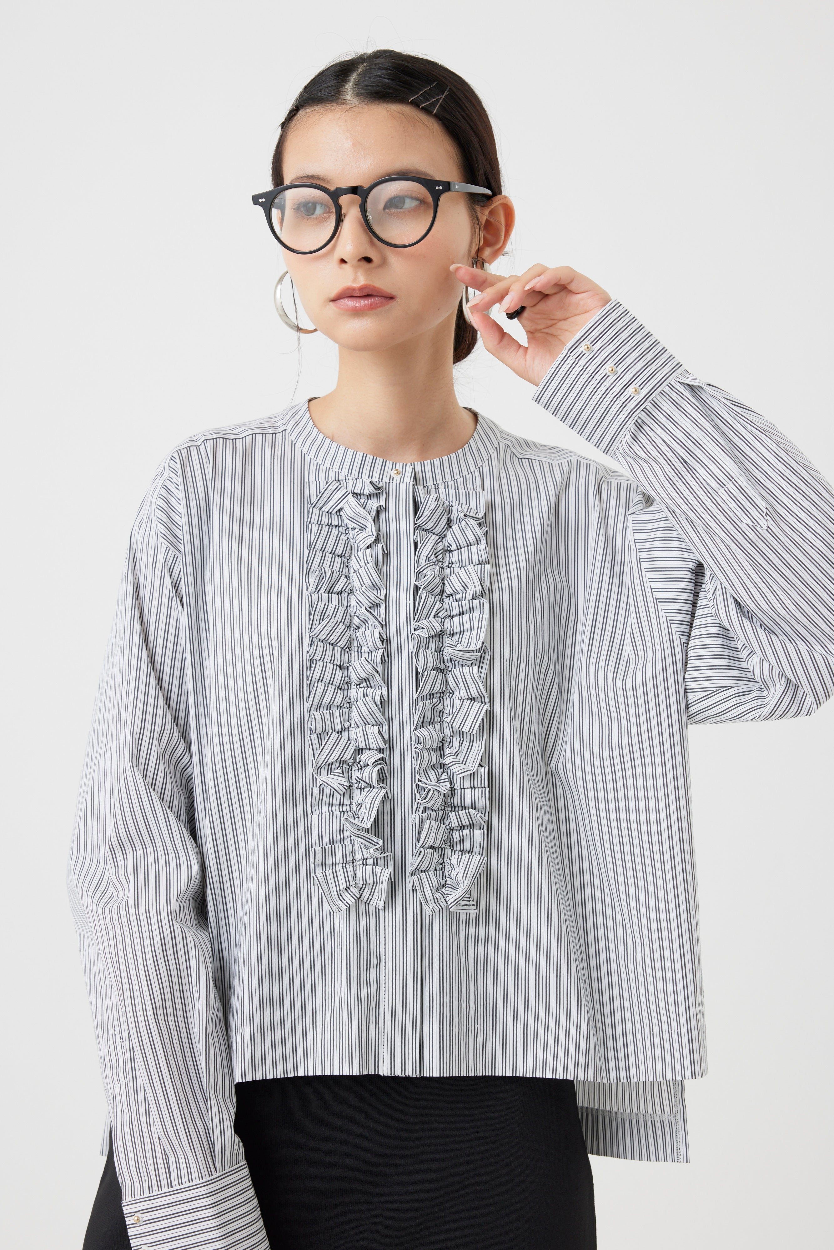 フリルストライプブラウス(6262-450)