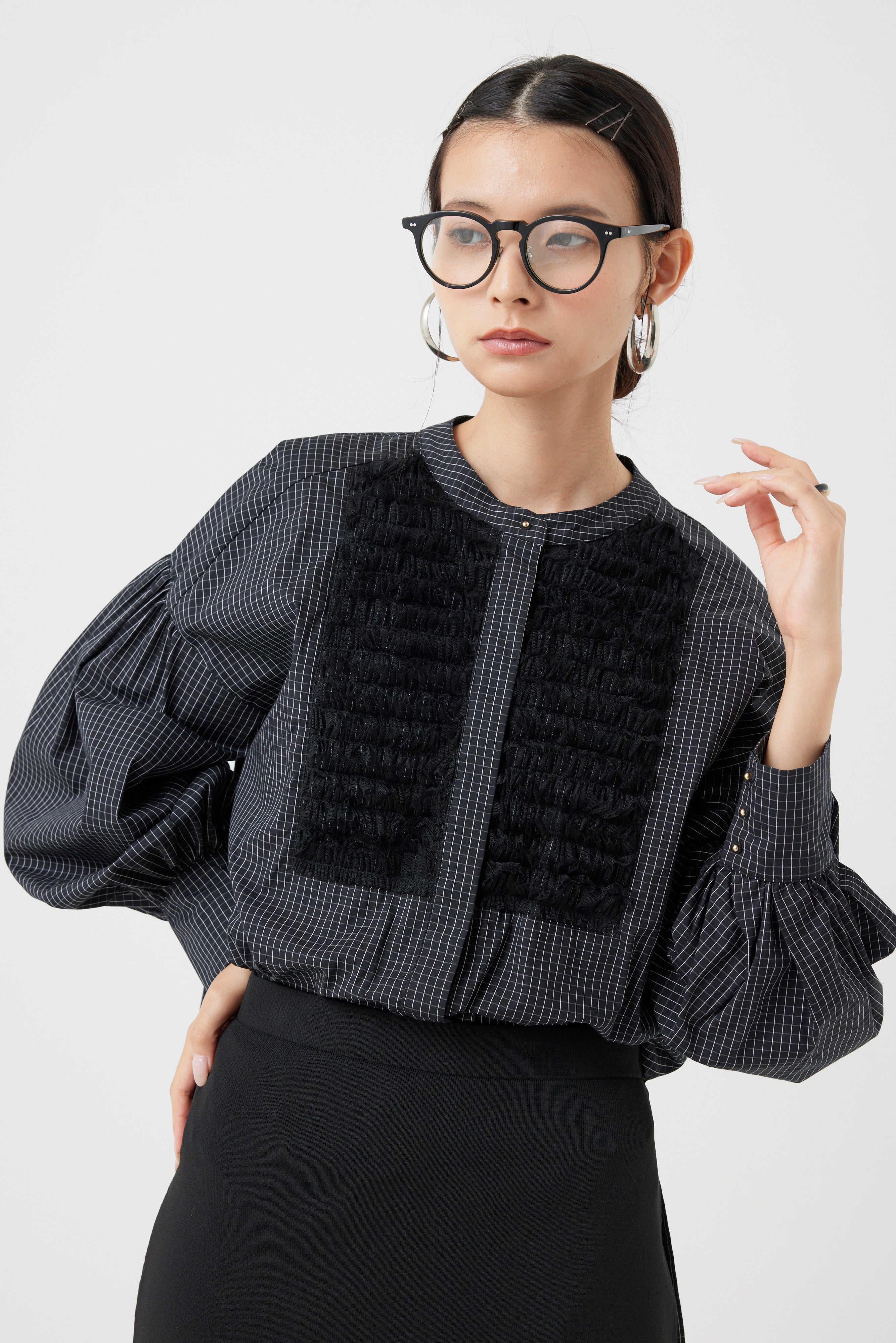 チュールフリルブラウス(6262ー457)