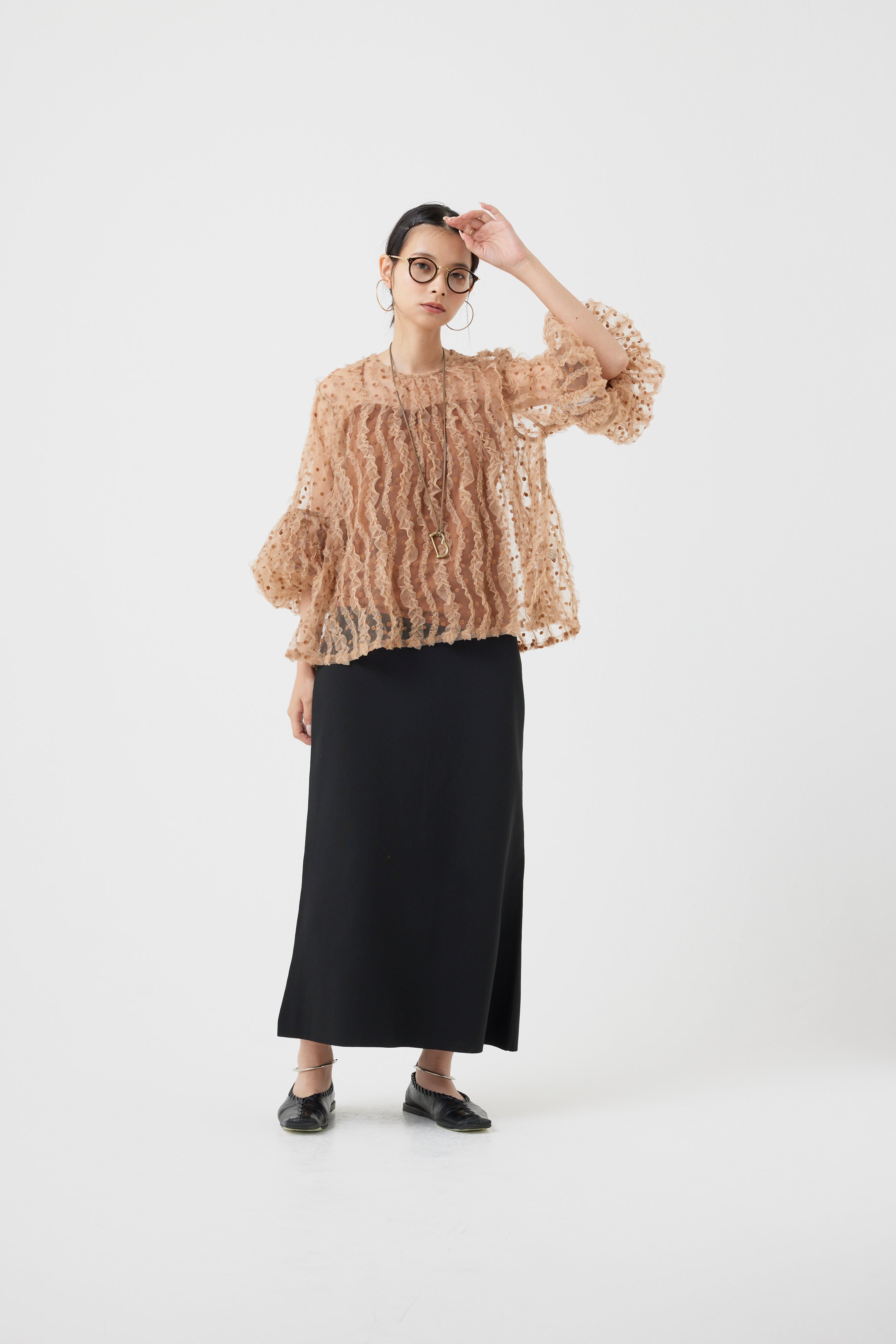 ブラオドットチュールフリルブラウス(6260-377)