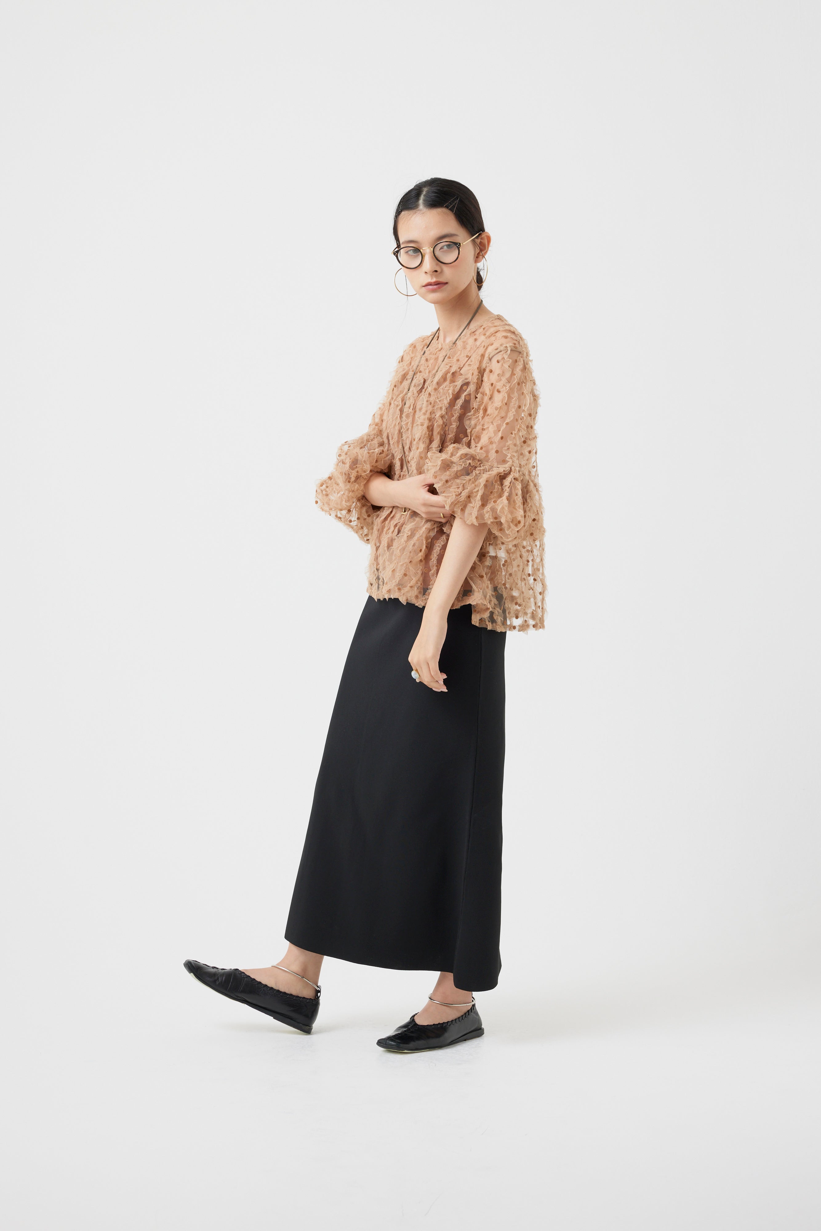 ブラオドットチュールフリルブラウス(6260-377)