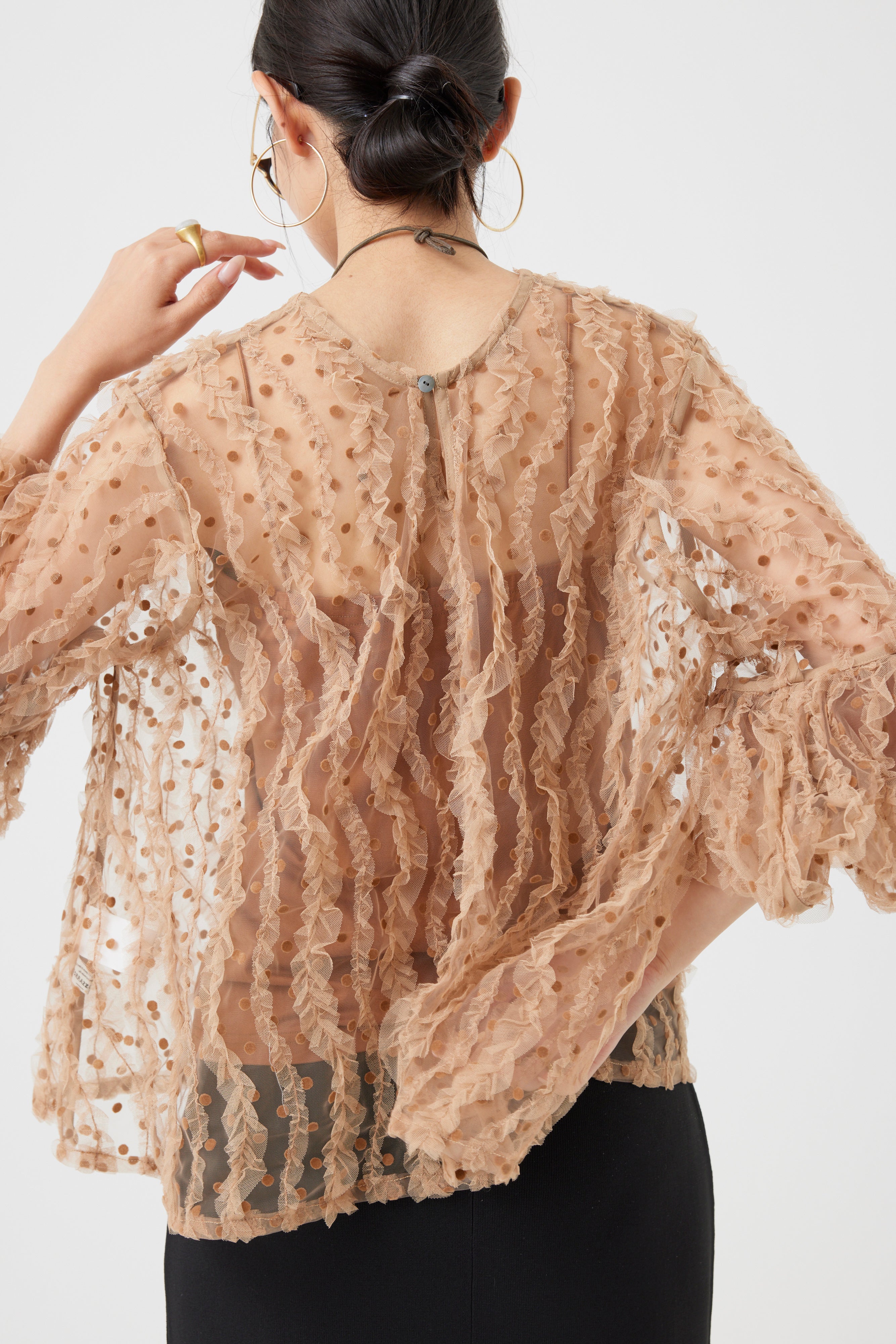 ブラオドットチュールフリルブラウス(6260-377)