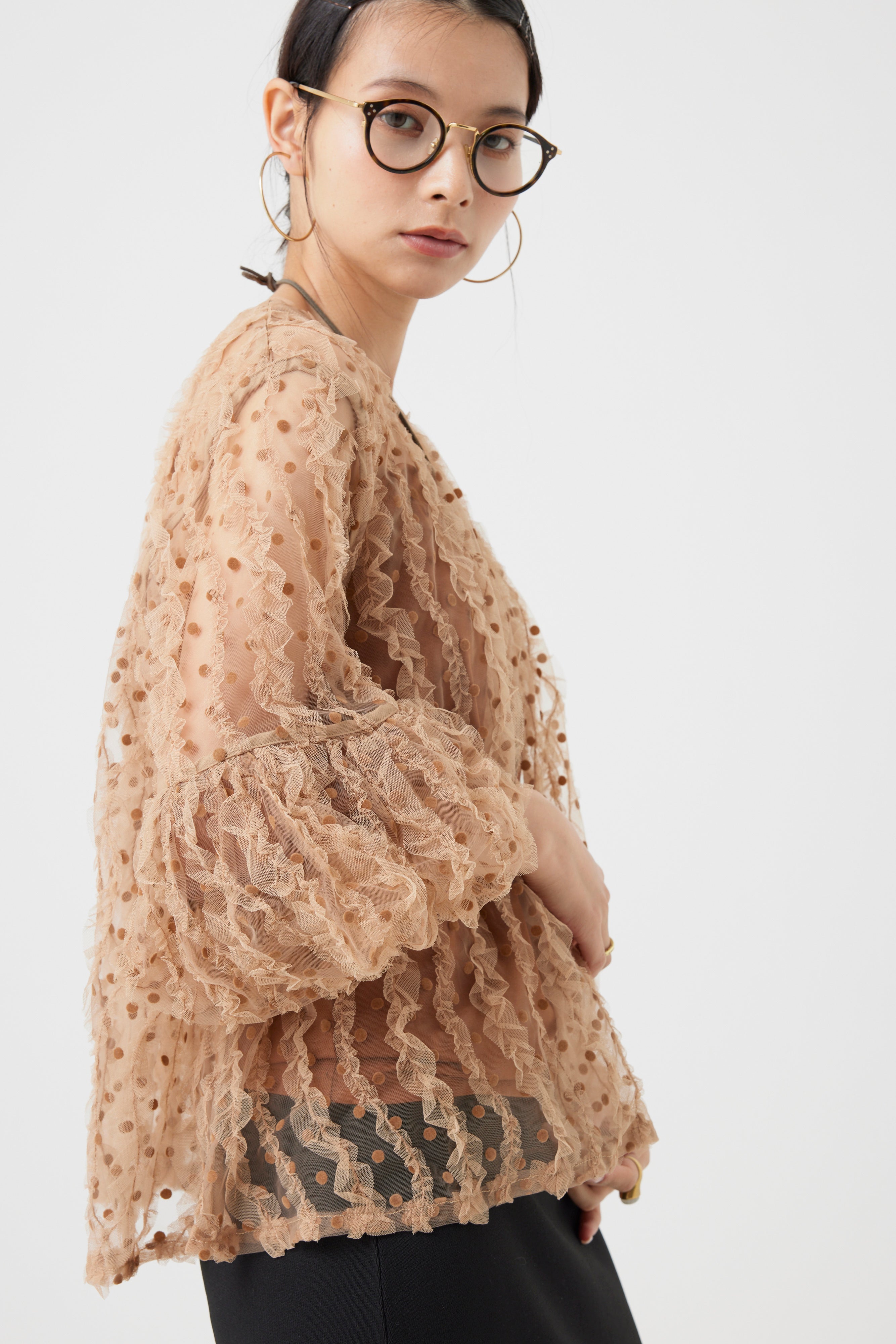ブラオドットチュールフリルブラウス(6260-377)