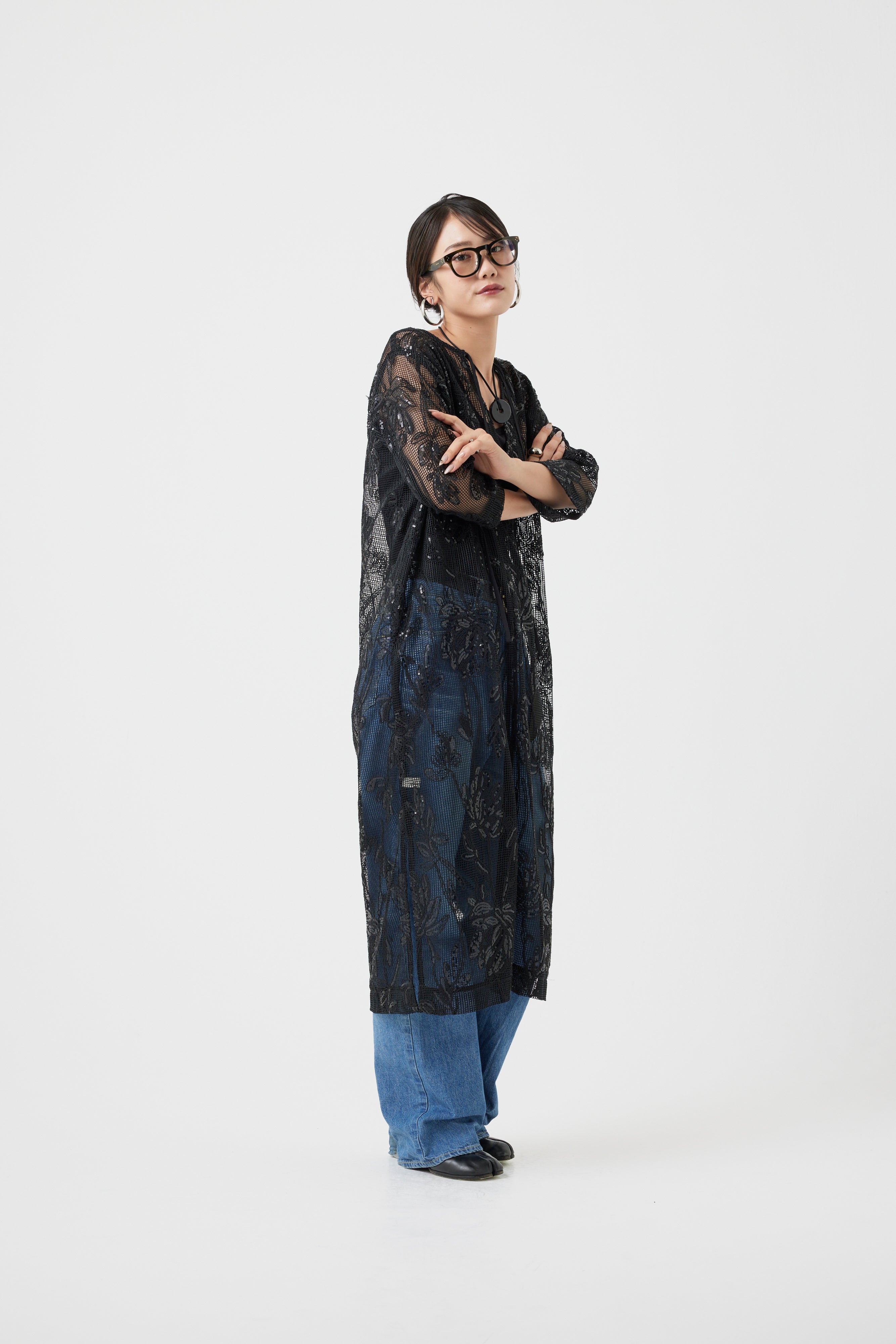 ボタニカルパターンスパングルワンピース(6260-374)