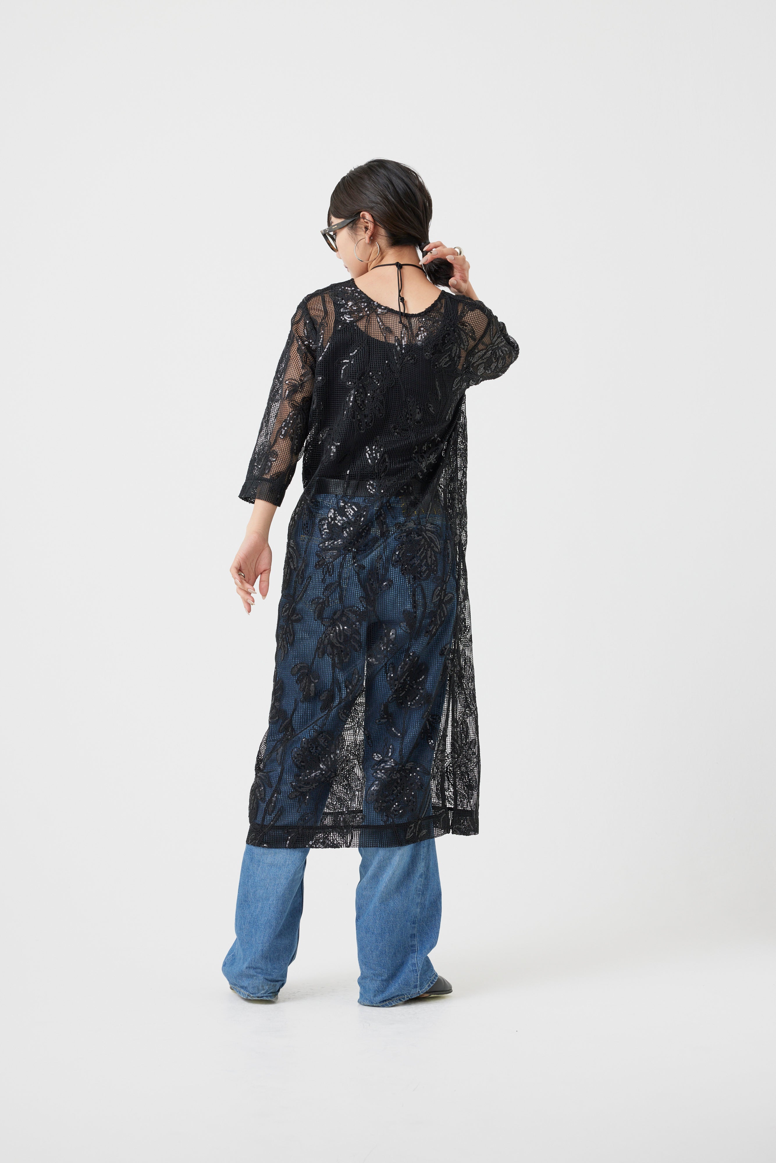 ボタニカルパターンスパングルワンピース(6260-374)