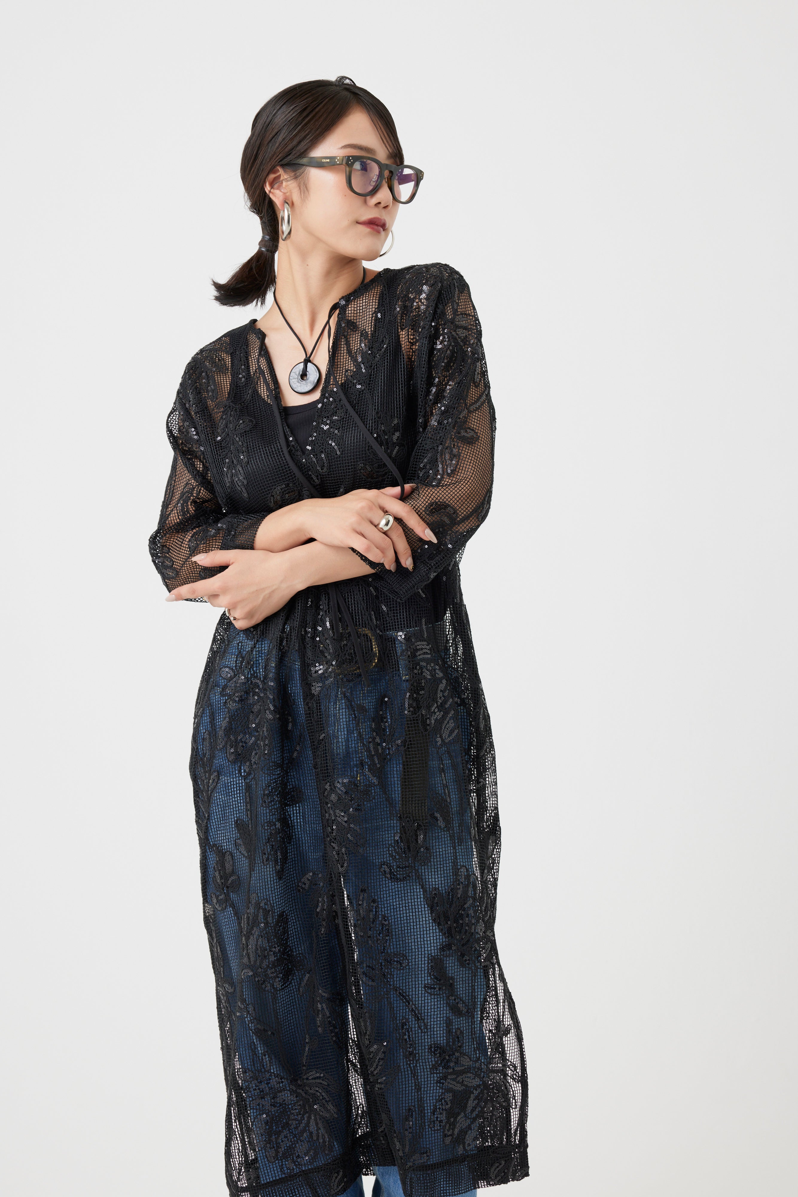 ボタニカルパターンスパングルワンピース(6260-374)