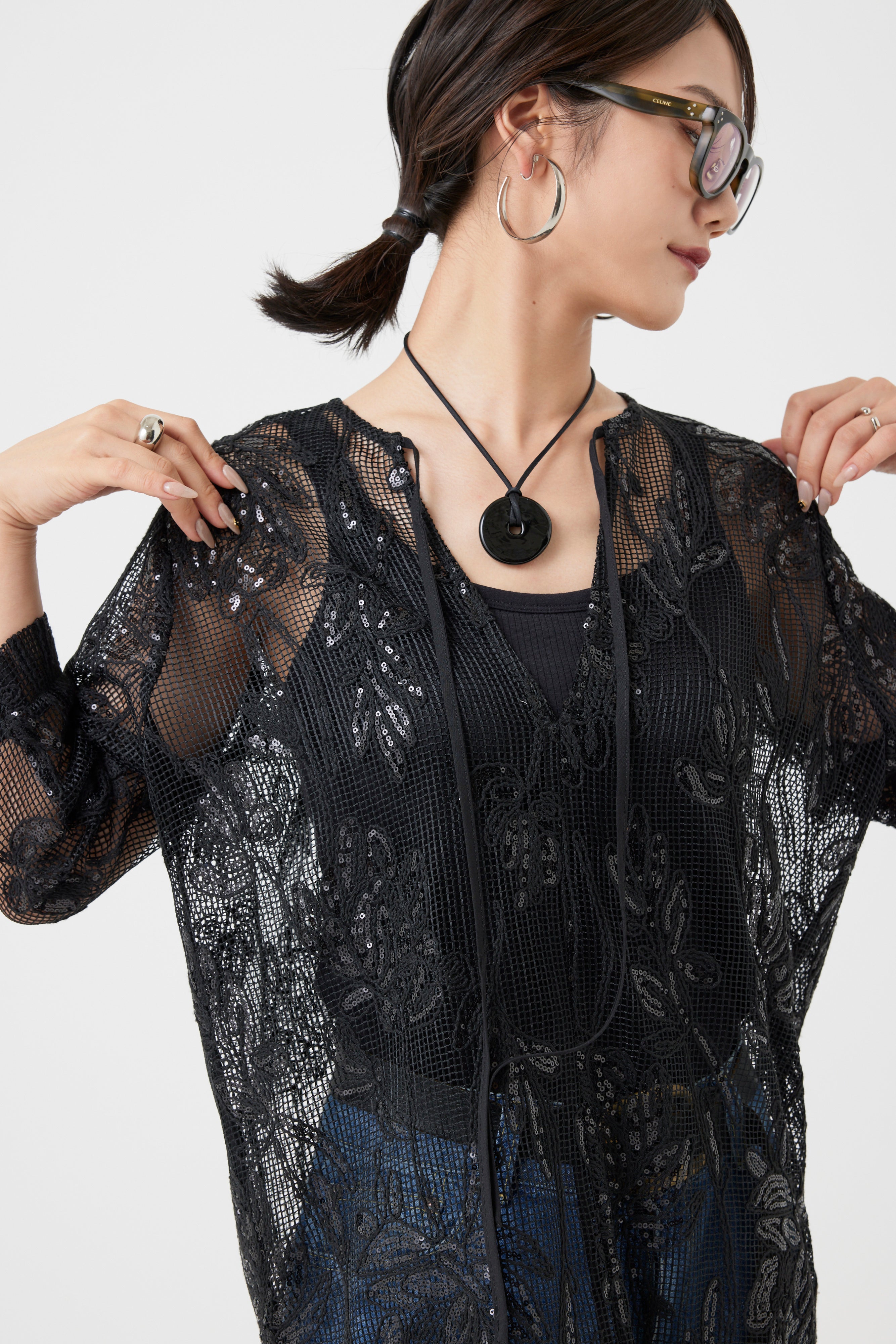 ボタニカルパターンスパングルワンピース(6260-374)