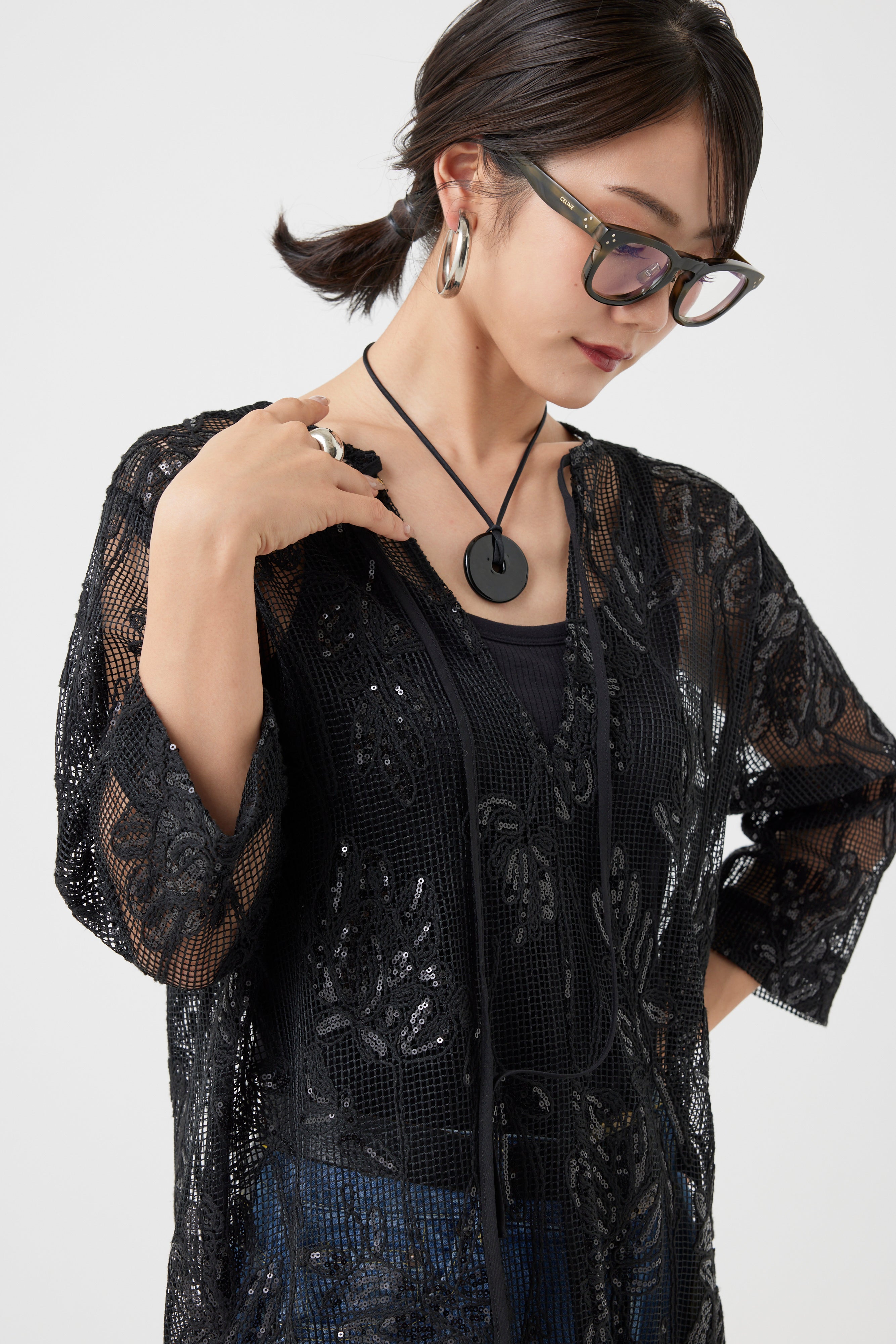 ボタニカルパターンスパングルワンピース(6260-374)