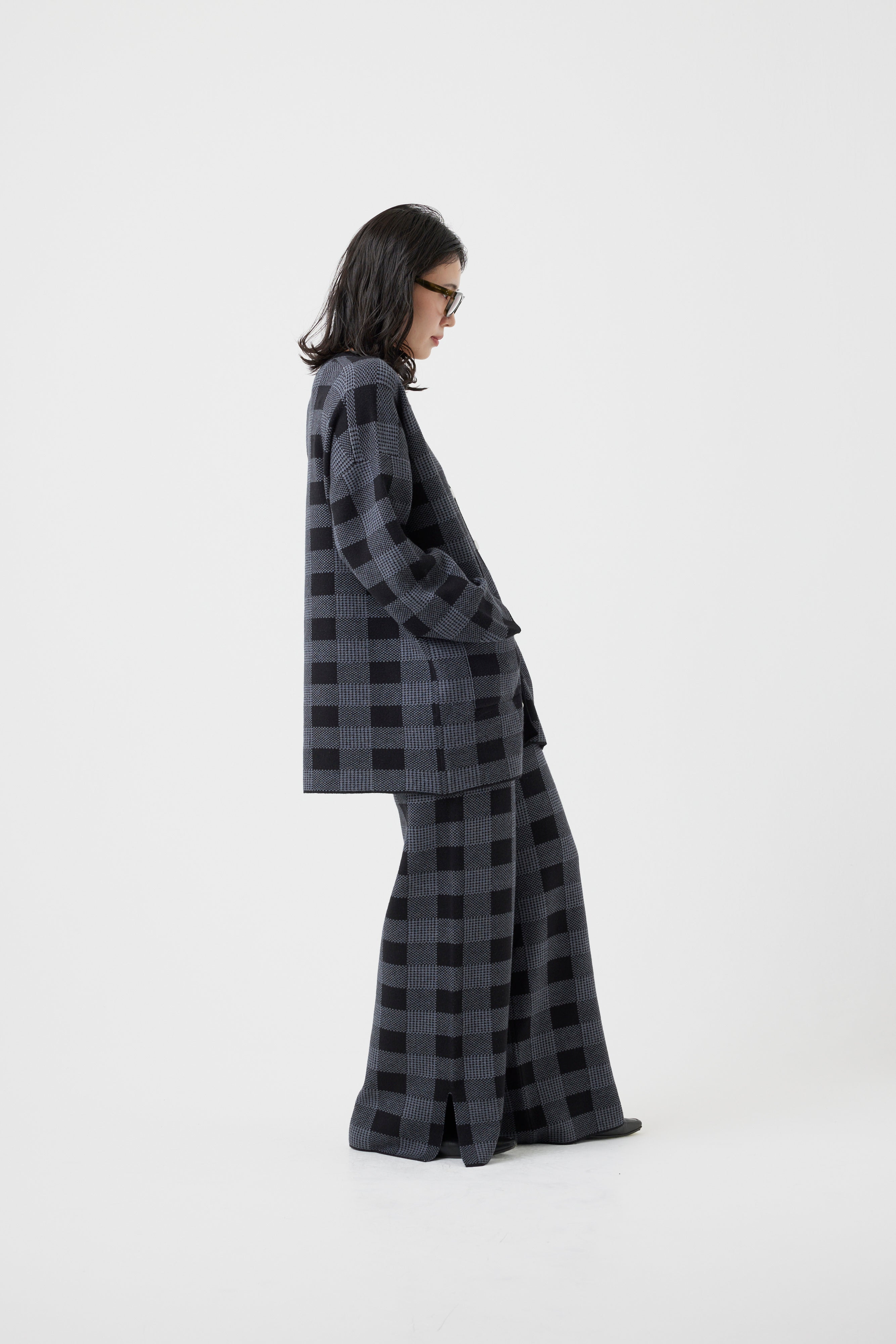 ミラノリブチェックカーディガン(6262-464)