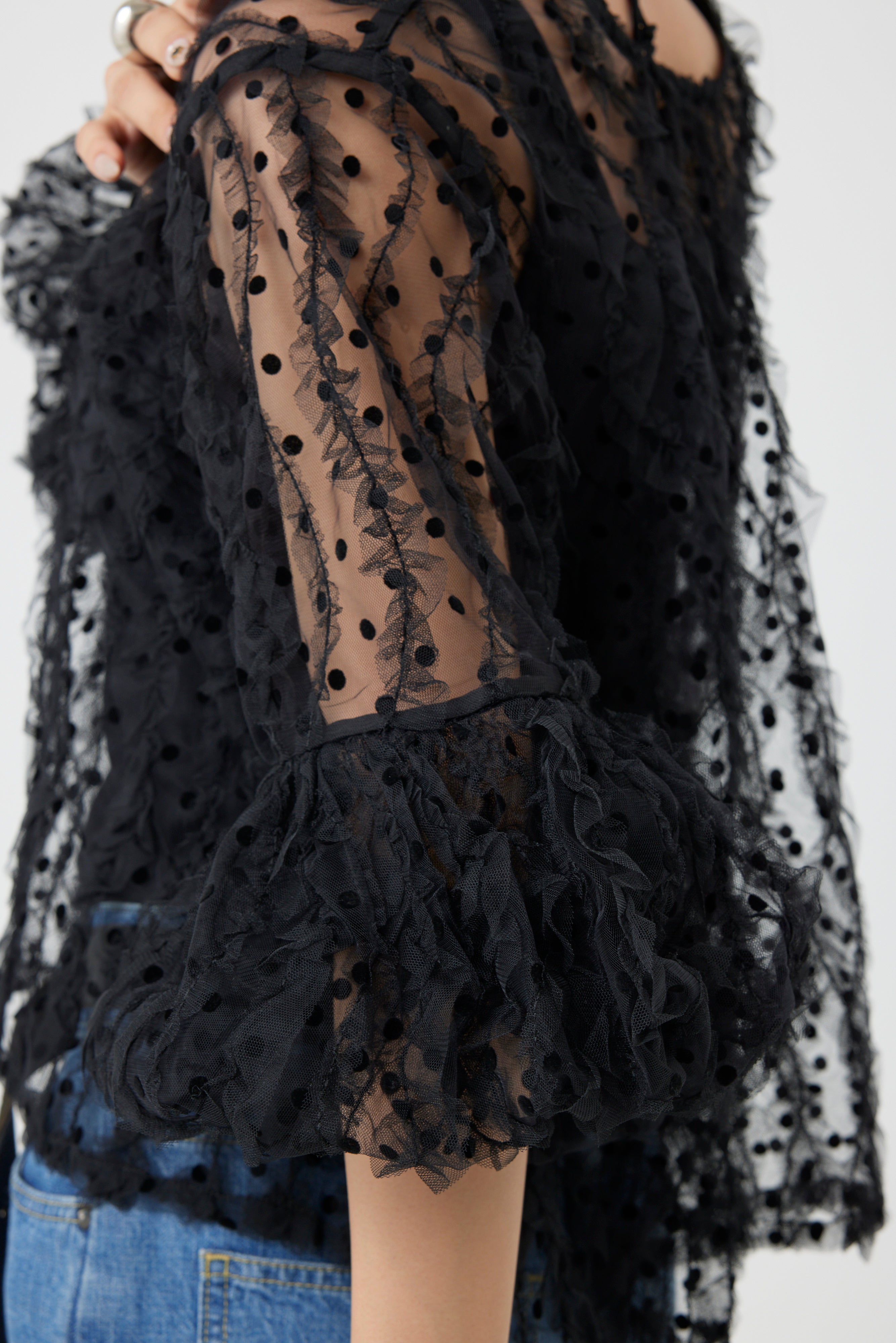 ブラオドットチュールフリルブラウス(6260-377)