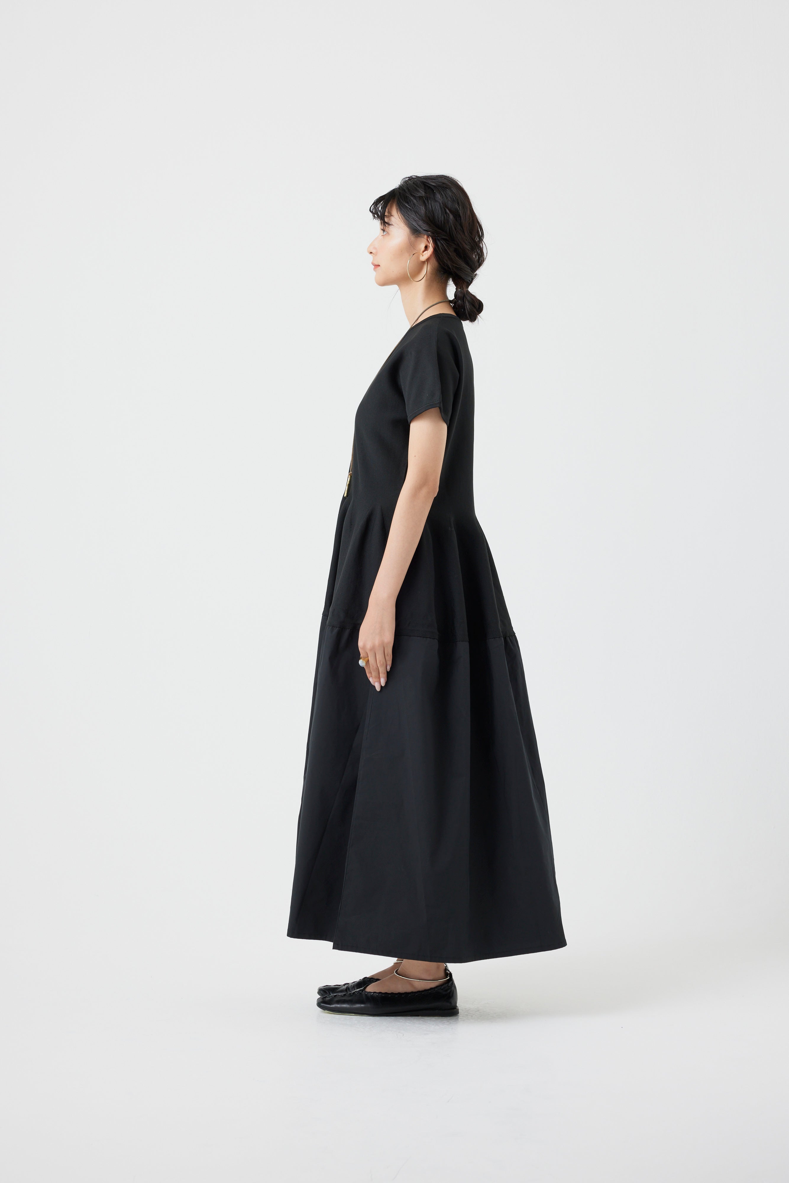 フレンチスリーブニットハイブリッドワンピース(6260-389)