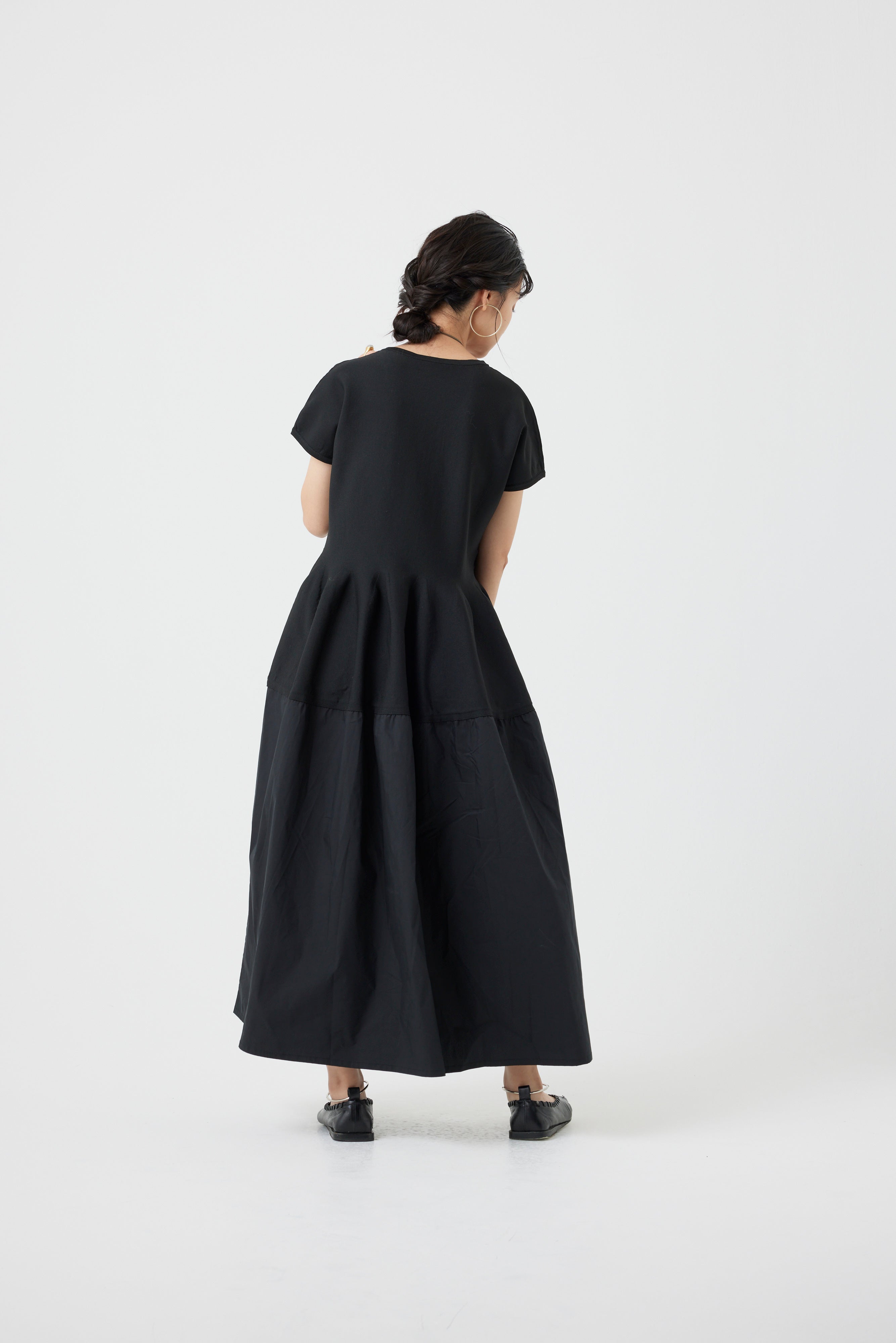 フレンチスリーブニットハイブリッドワンピース(6260-389)