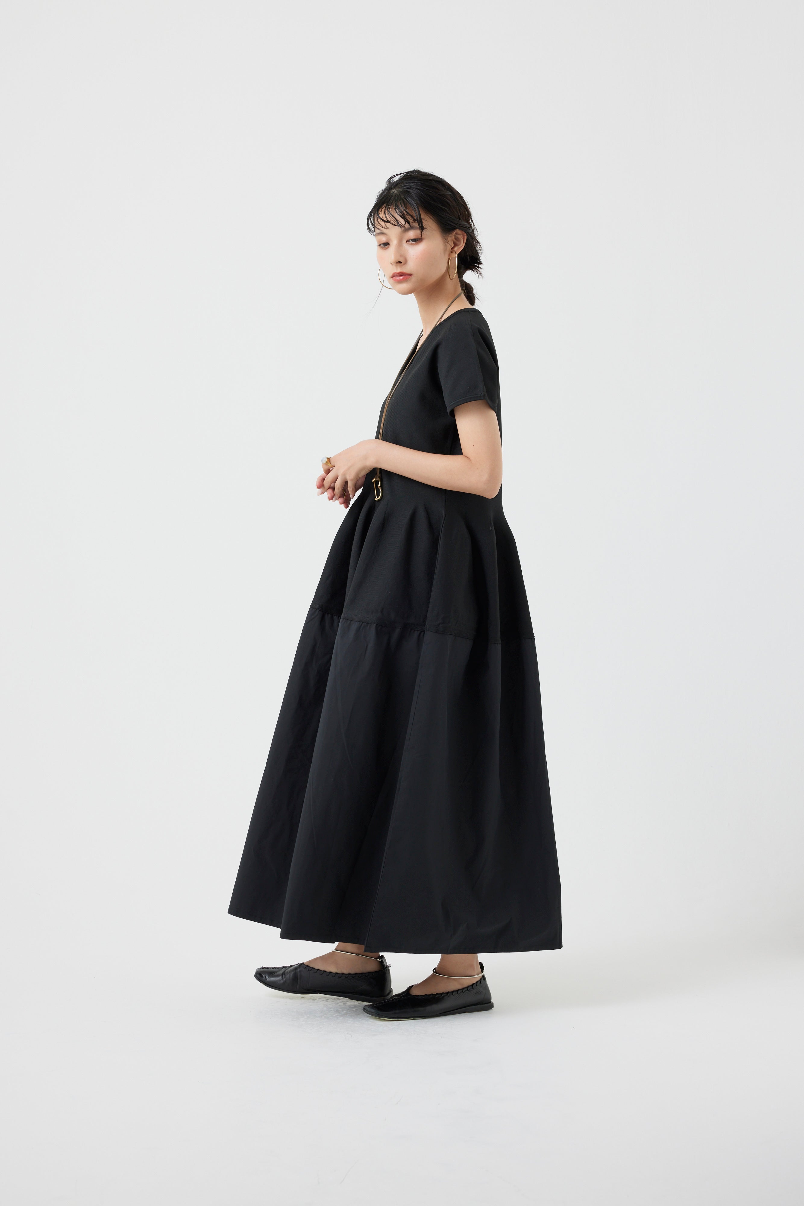 フレンチスリーブニットハイブリッドワンピース(6260-389)