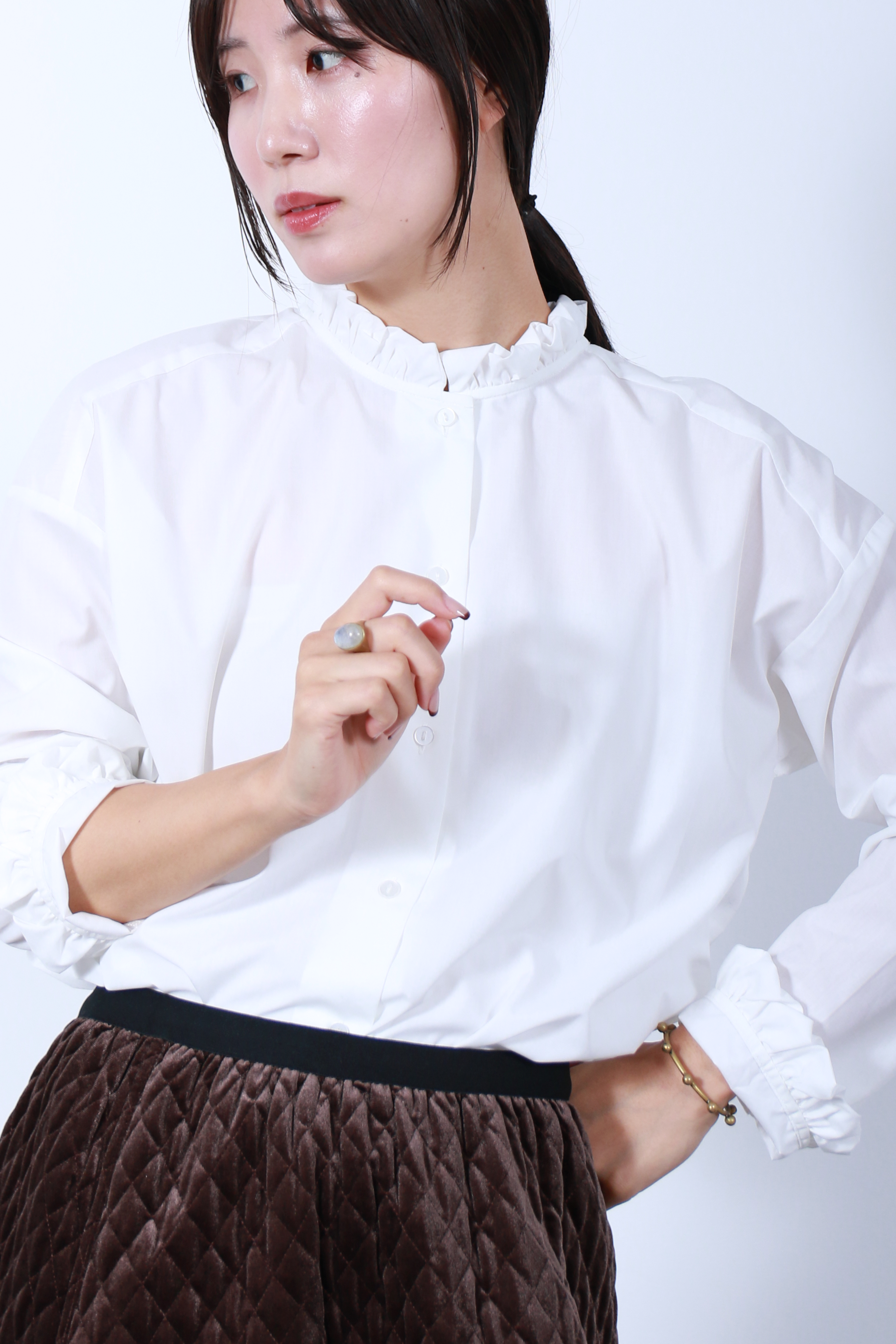 フリルカラーデザインシャツ(6263-498)