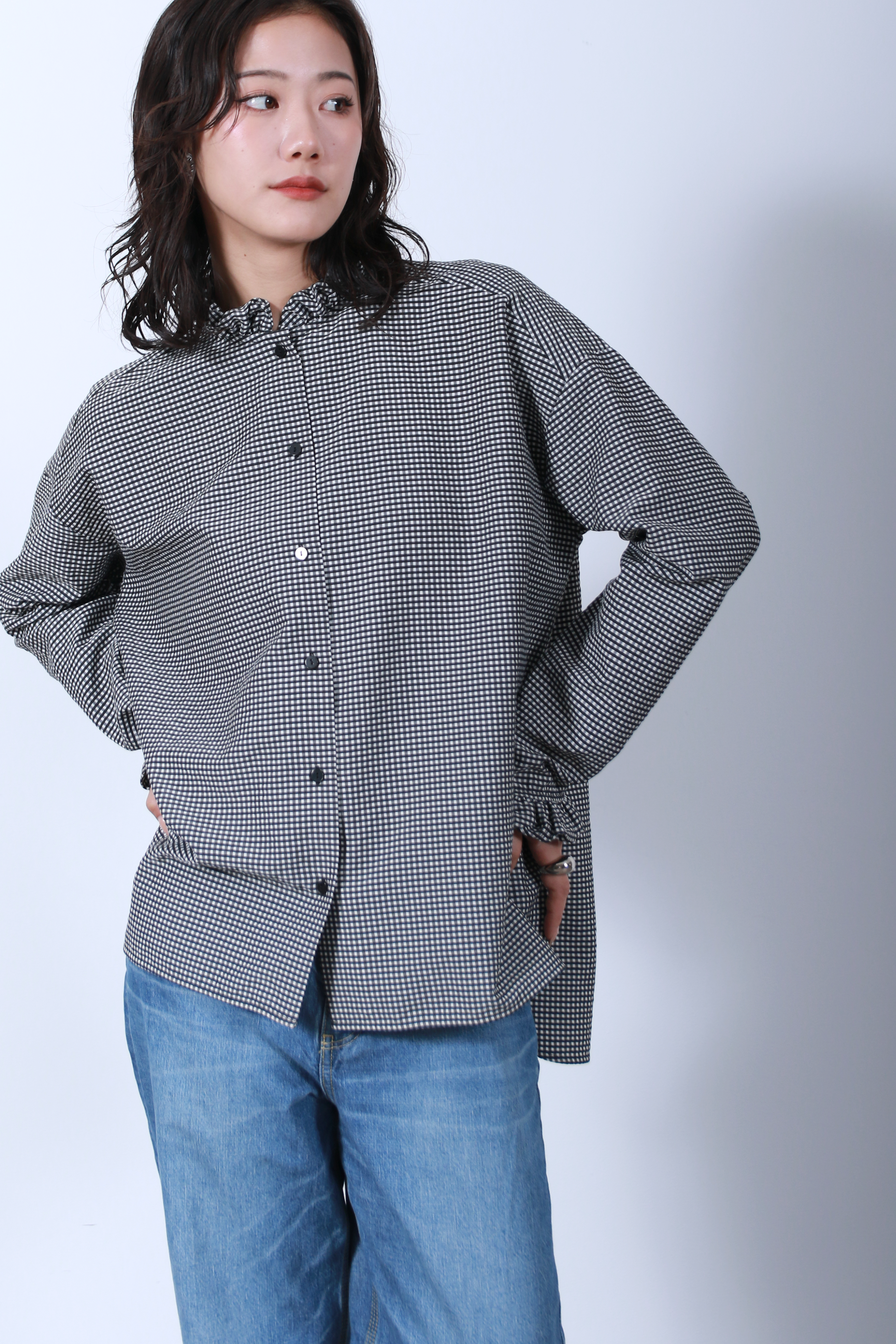 フリルカラーデザインシャツ(6263-498)