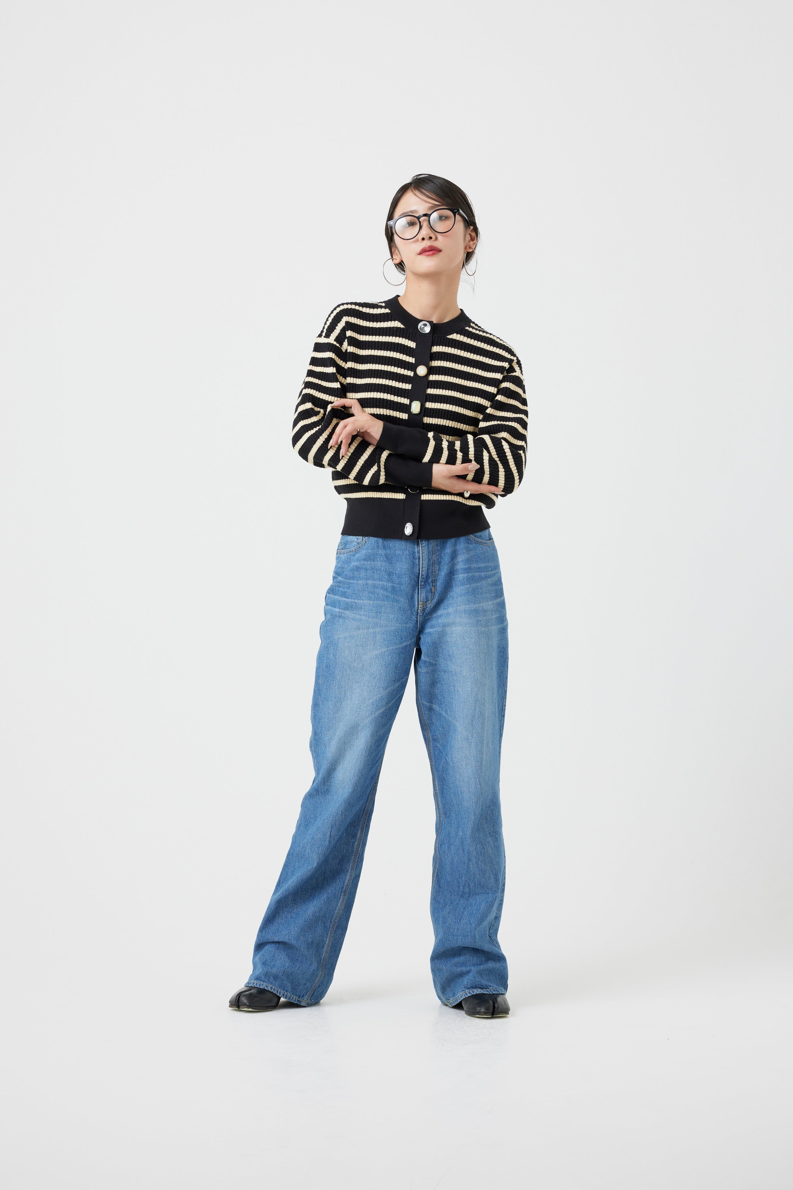 ワッフル編みビジューカーディガン(6262-682)