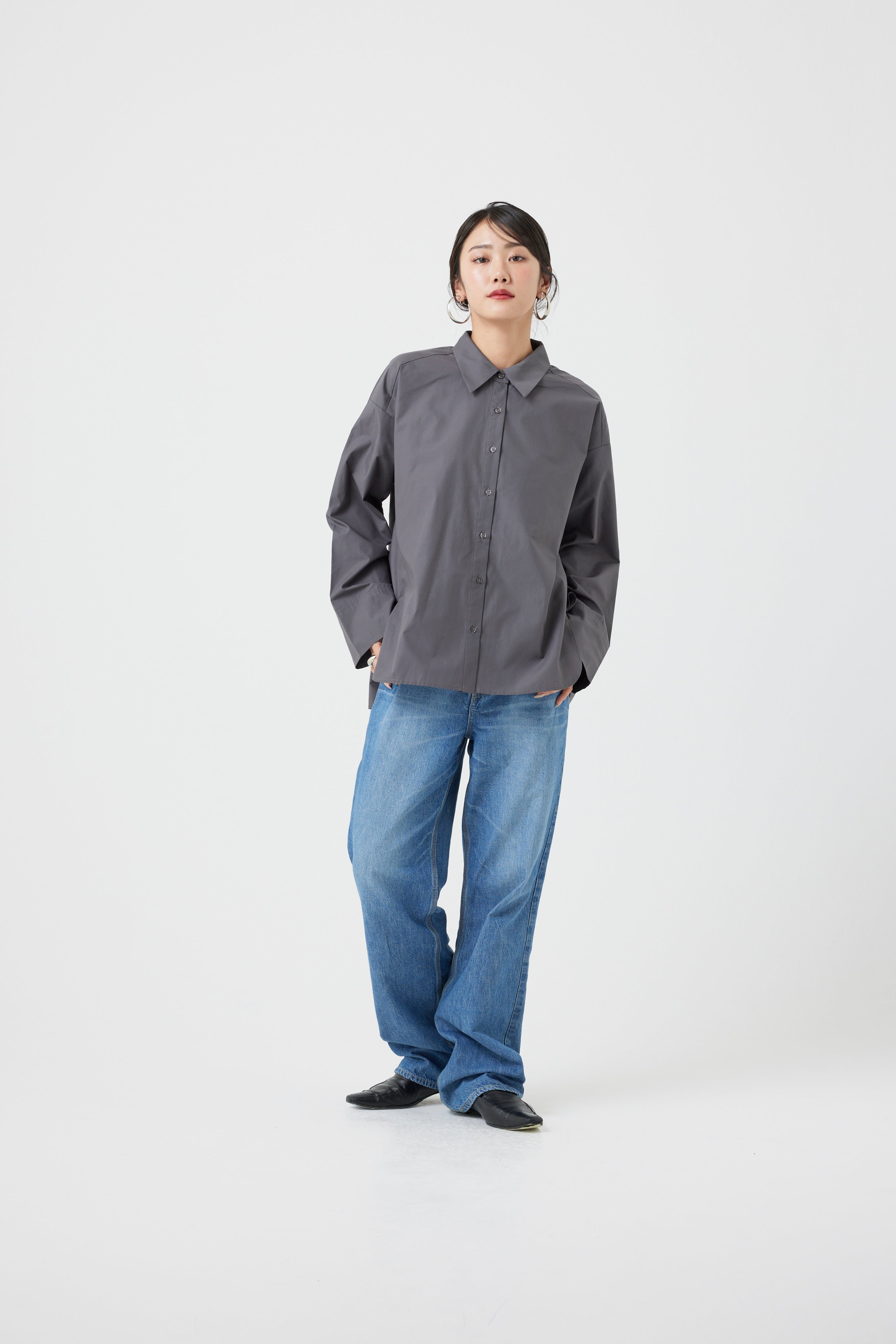 ハイブリッドプリーツシャツトップス(6260-406)