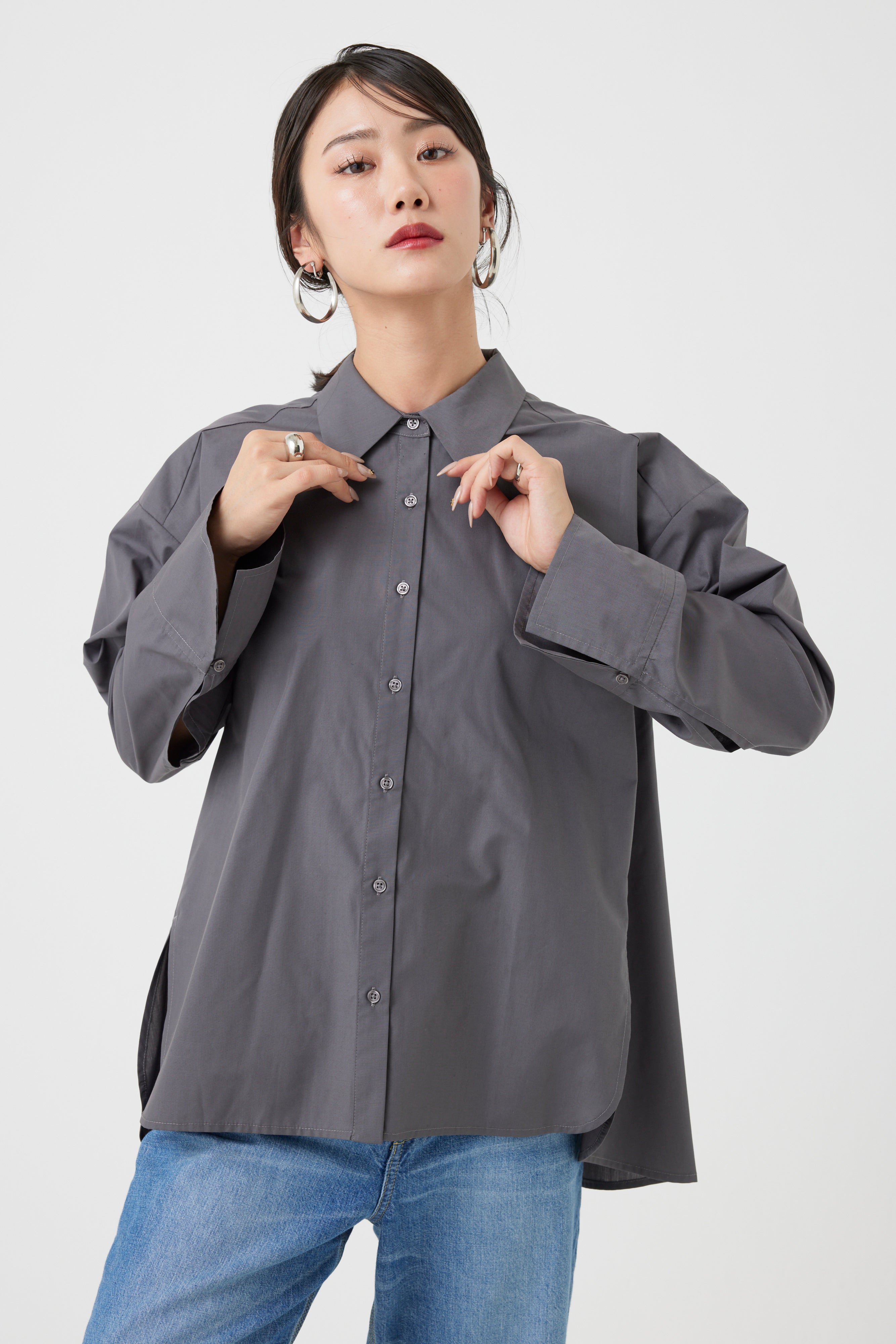 ハイブリッドプリーツシャツトップス(6260-406)