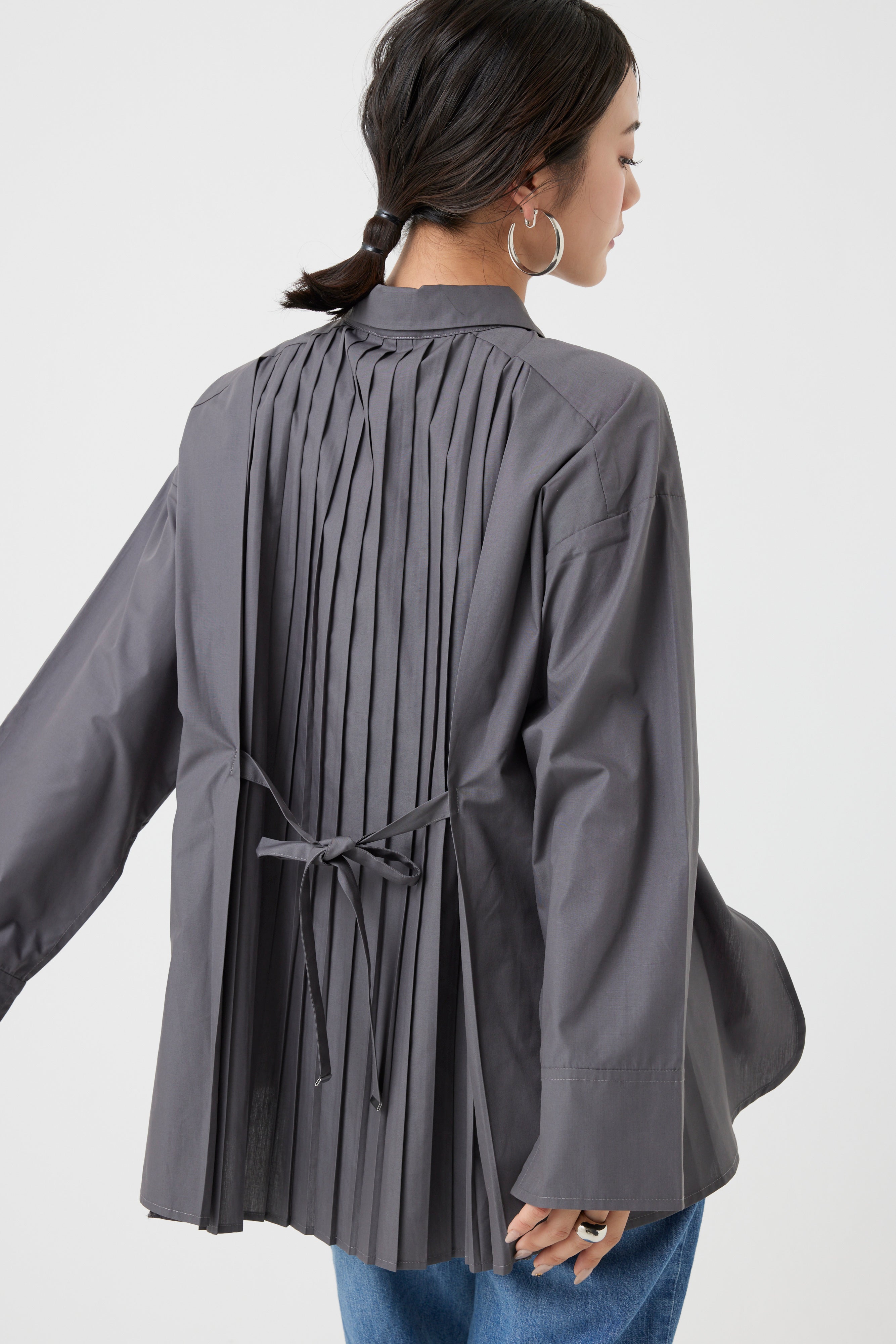 ハイブリッドプリーツシャツトップス(6260-406)