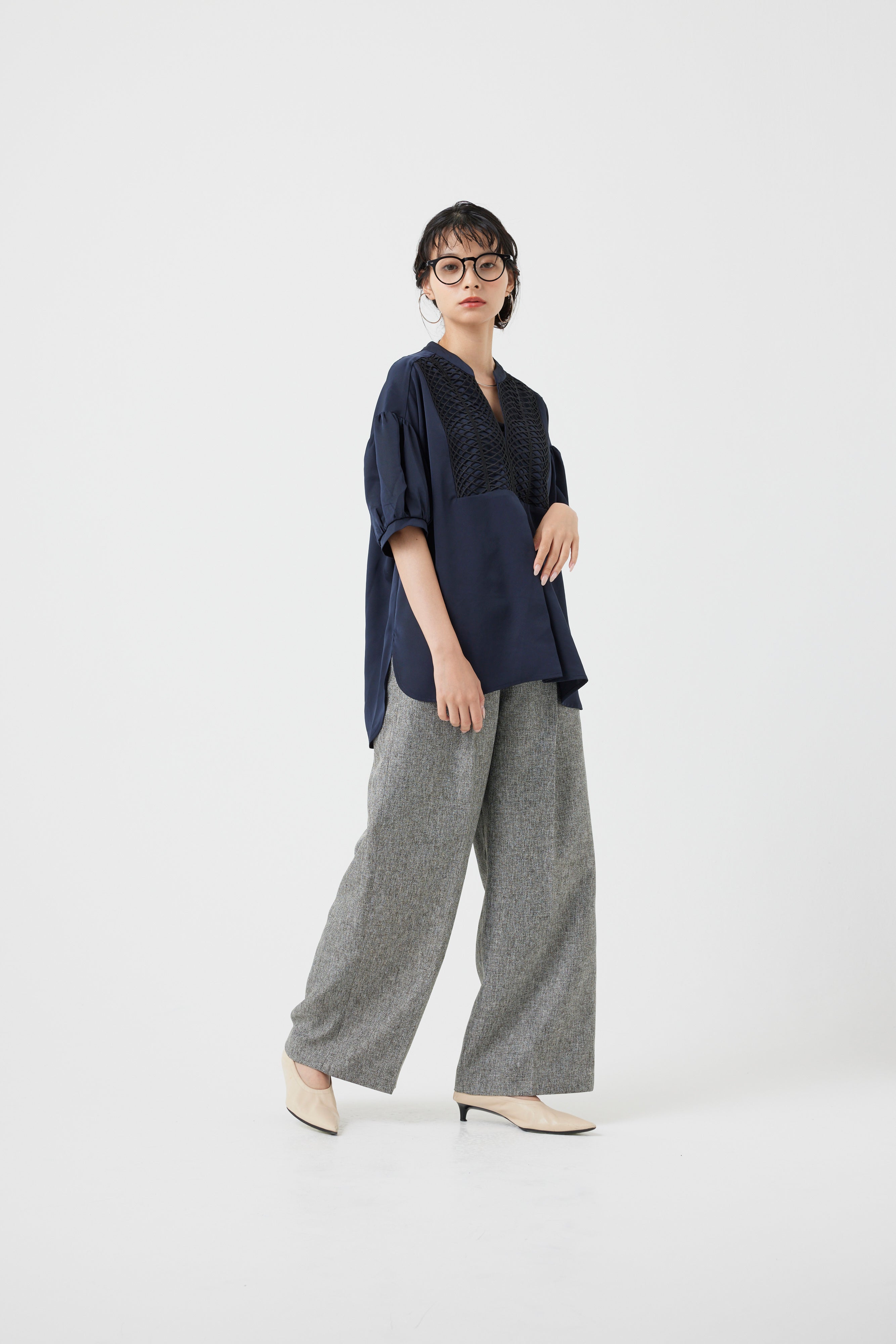 コードレースヨークブラウス(6260-376)