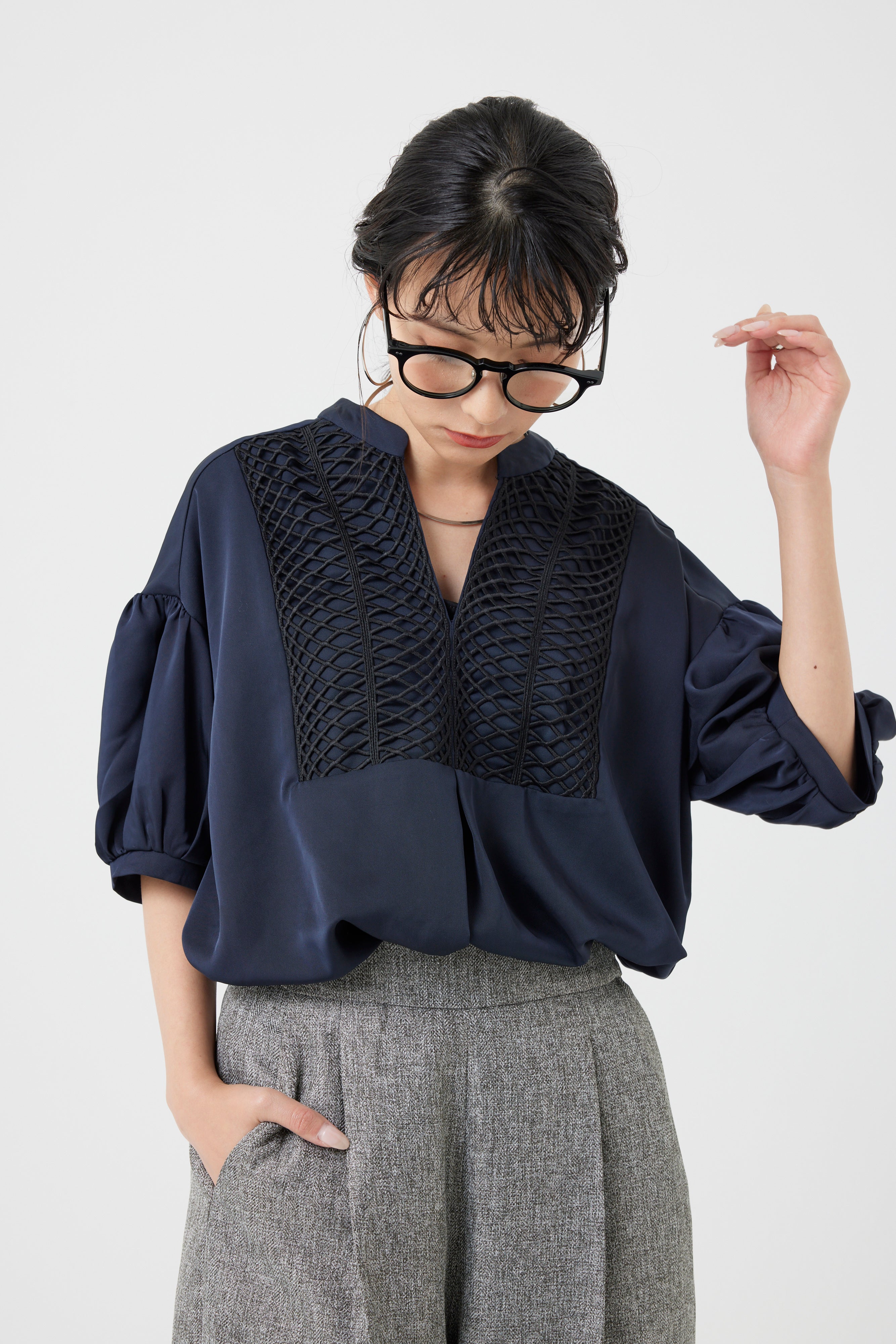 コードレースヨークブラウス(6260-376)