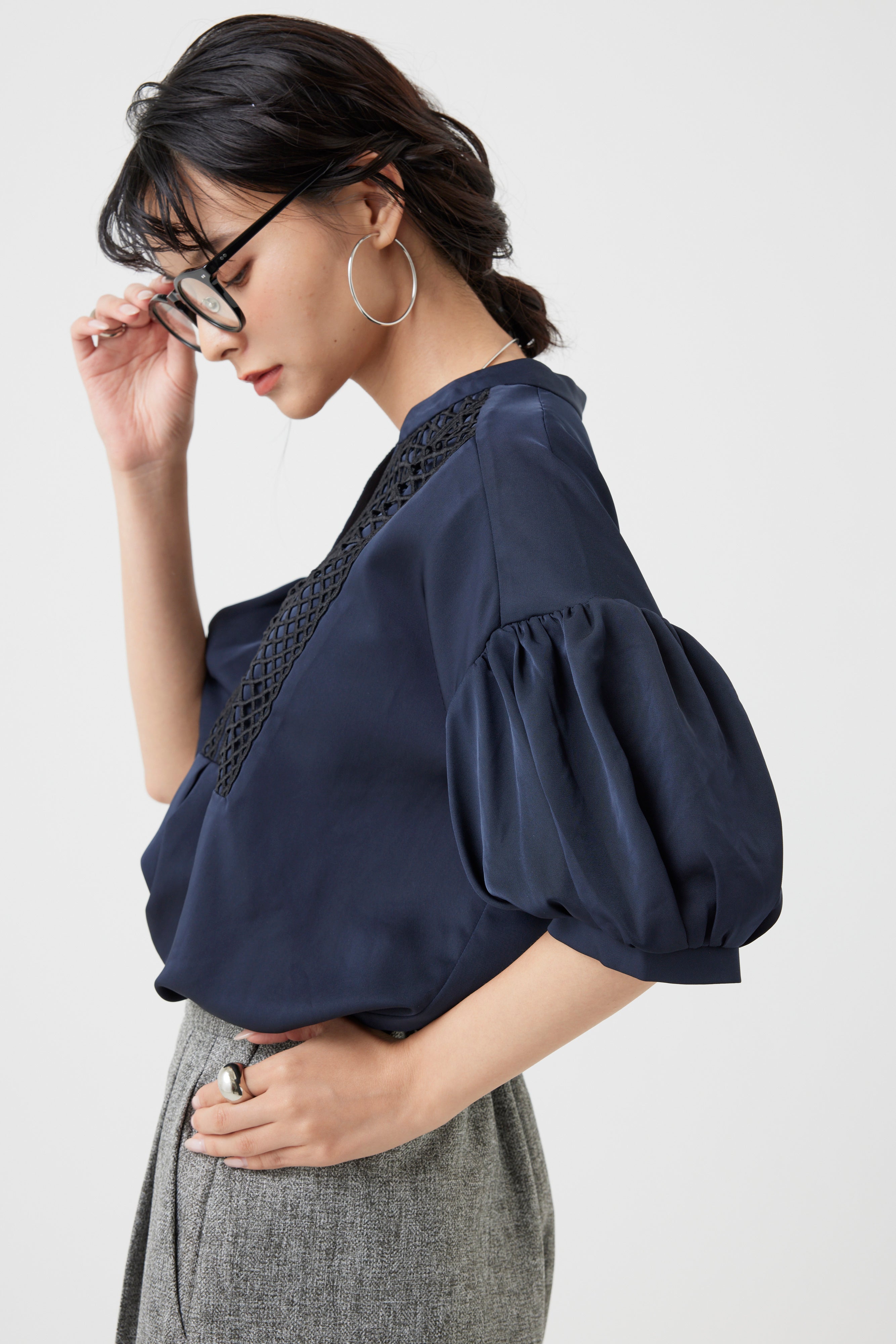 コードレースヨークブラウス(6260-376)