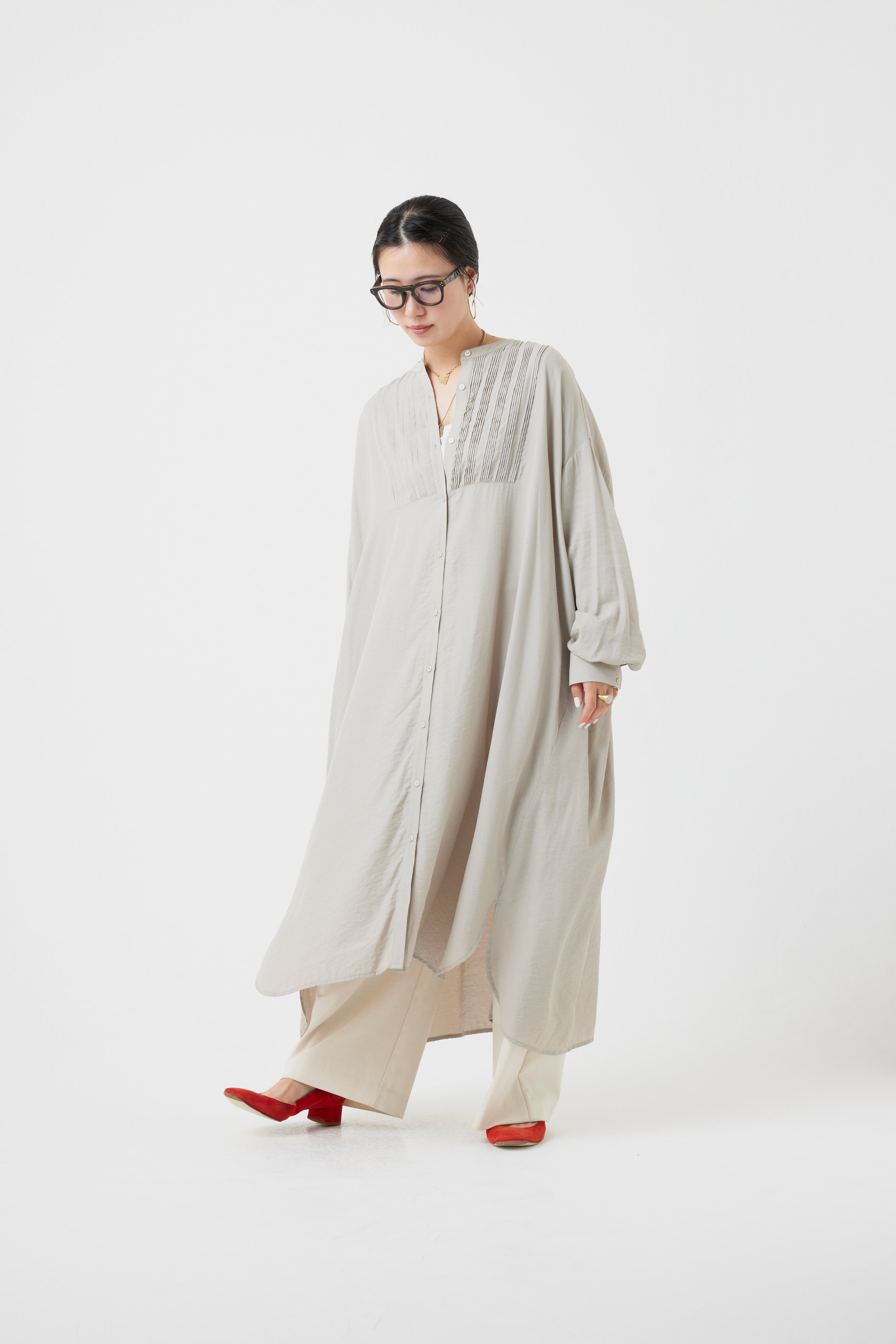 【ご予約商品/1000Pプレゼント】ロングスリーブレスシャツワンピース(6252-472)