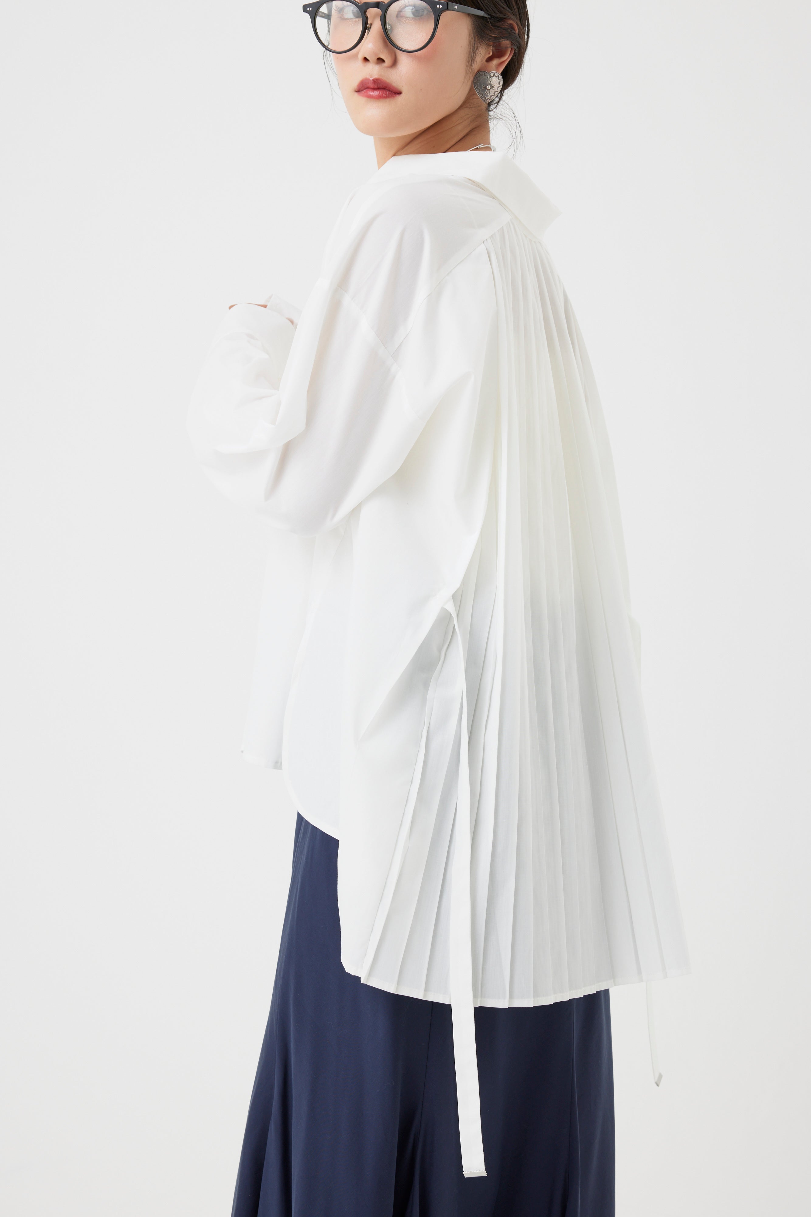 ハイブリッドプリーツシャツトップス(6260-406)