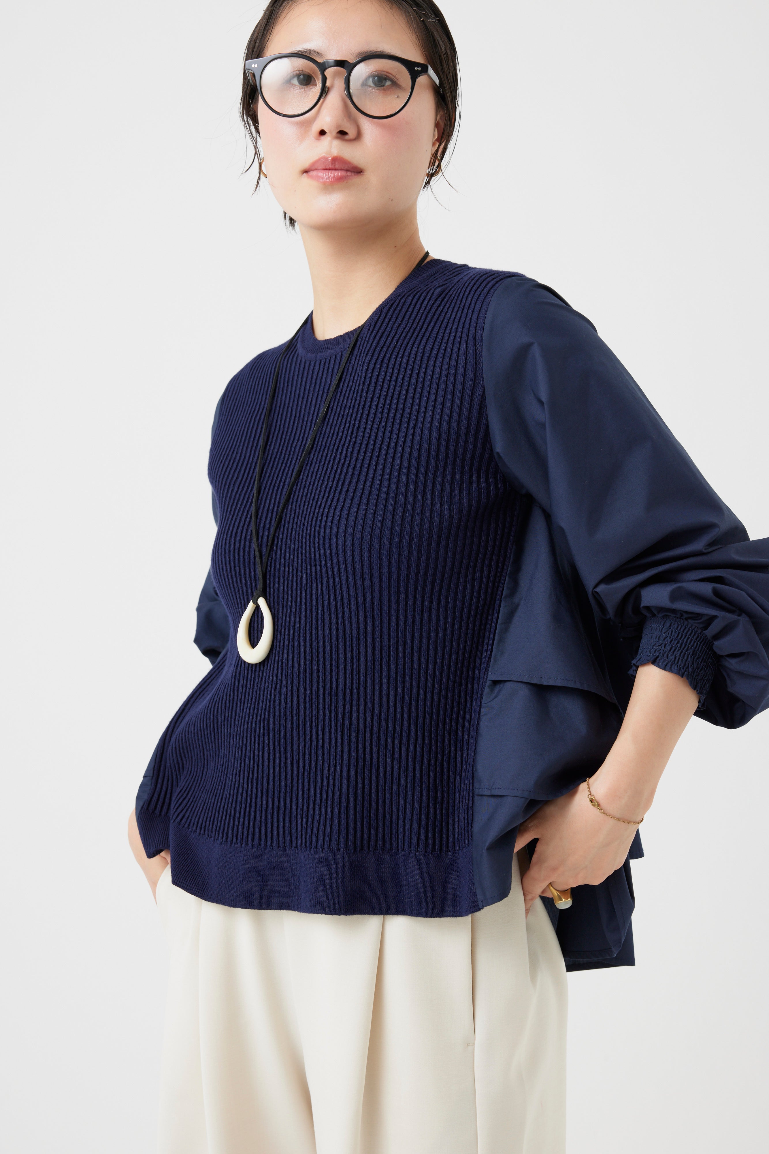 バックティアードブラウス×ニットトップス(6262-458)