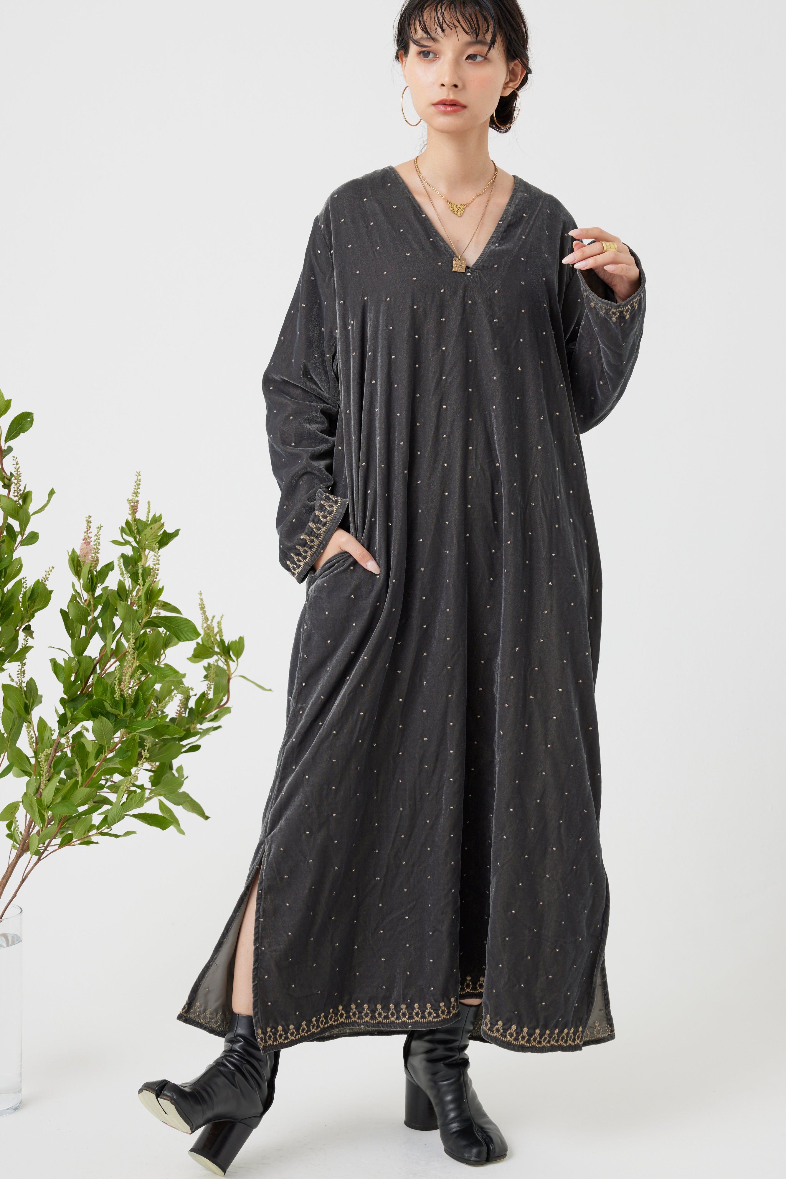 インドベロアドット刺繍ワンピース(6261-359)