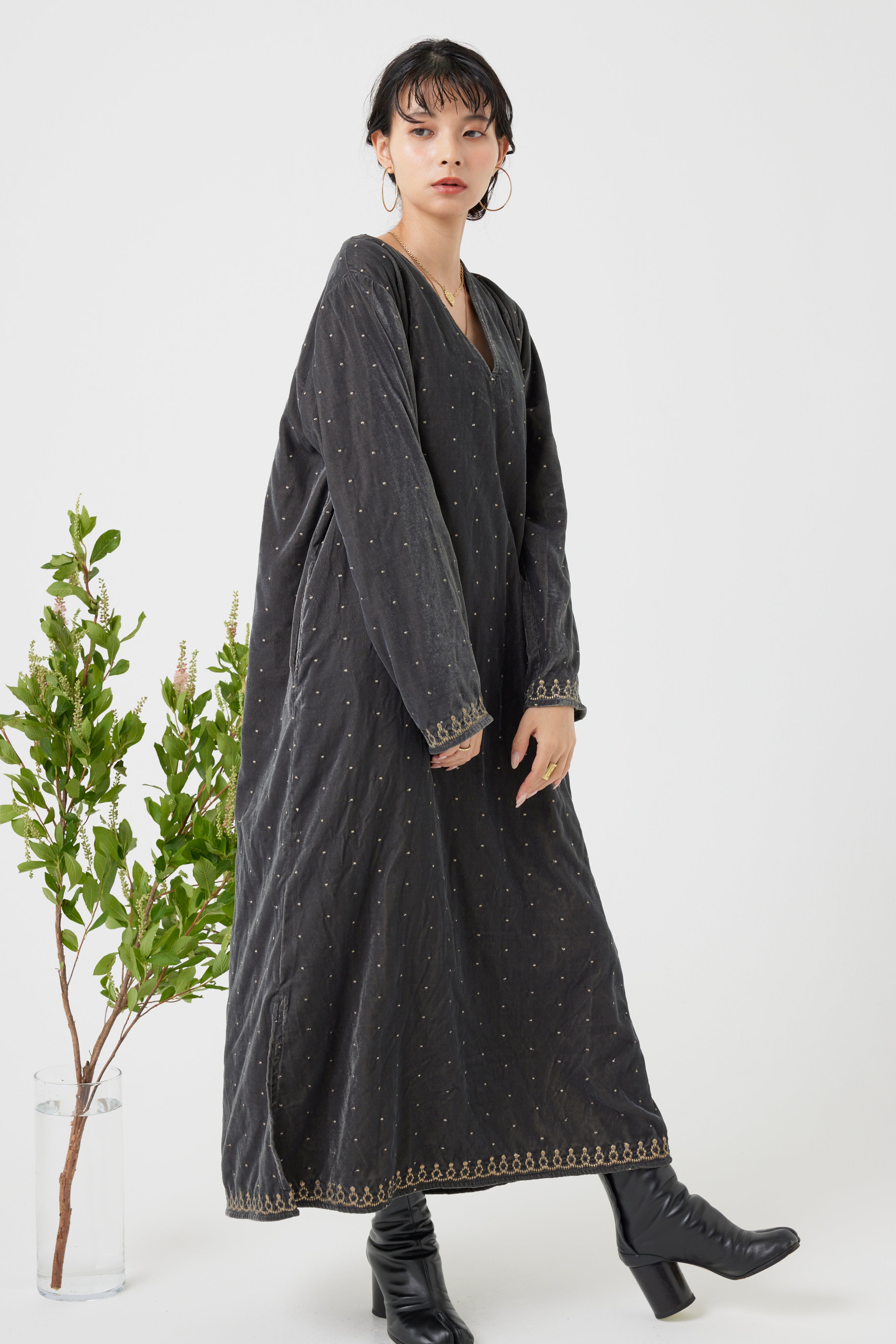インドベロアドット刺繍ワンピース(6261-359)