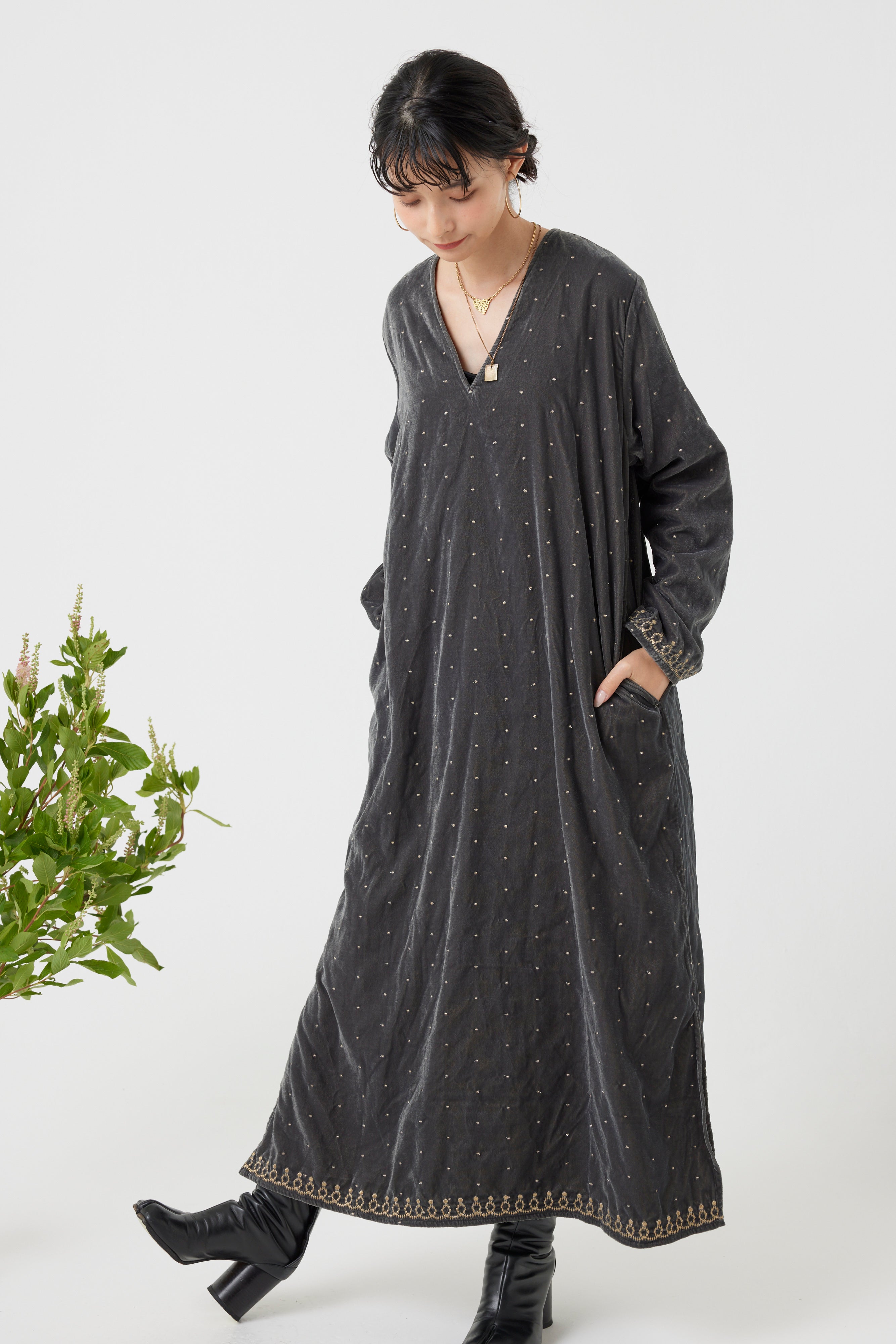 インドベロアドット刺繍ワンピース(6261-359)