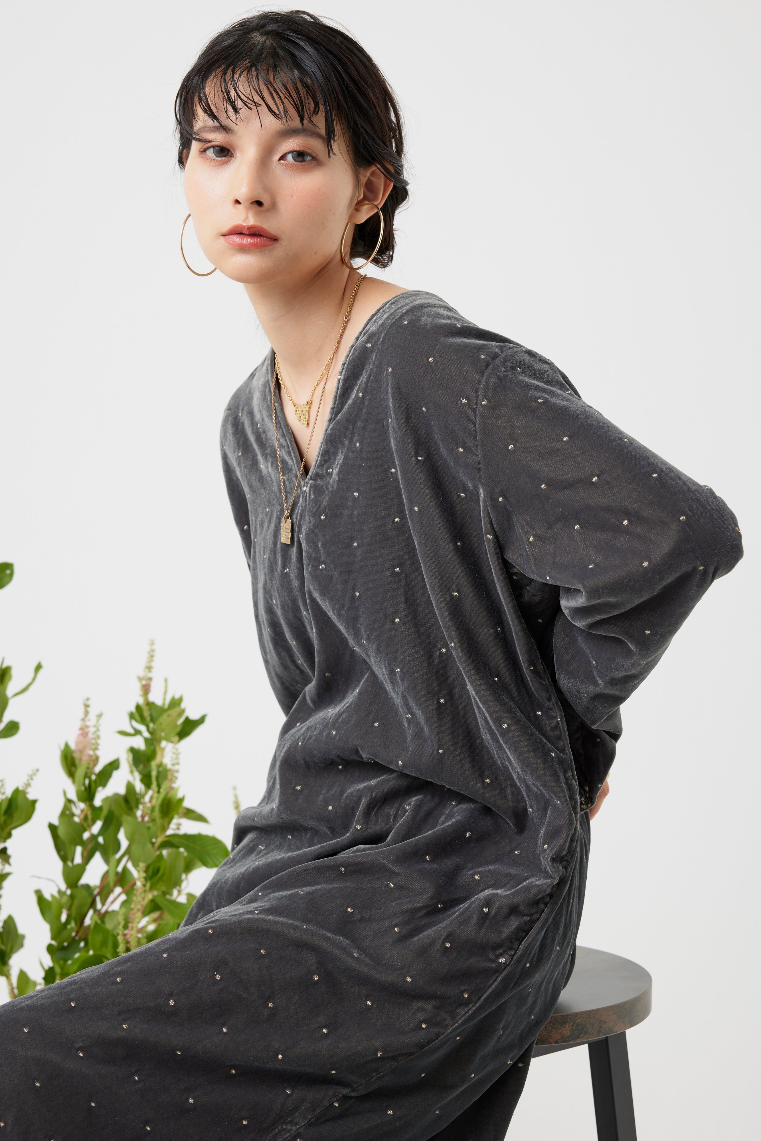 インドベロアドット刺繍ワンピース(6261-359)