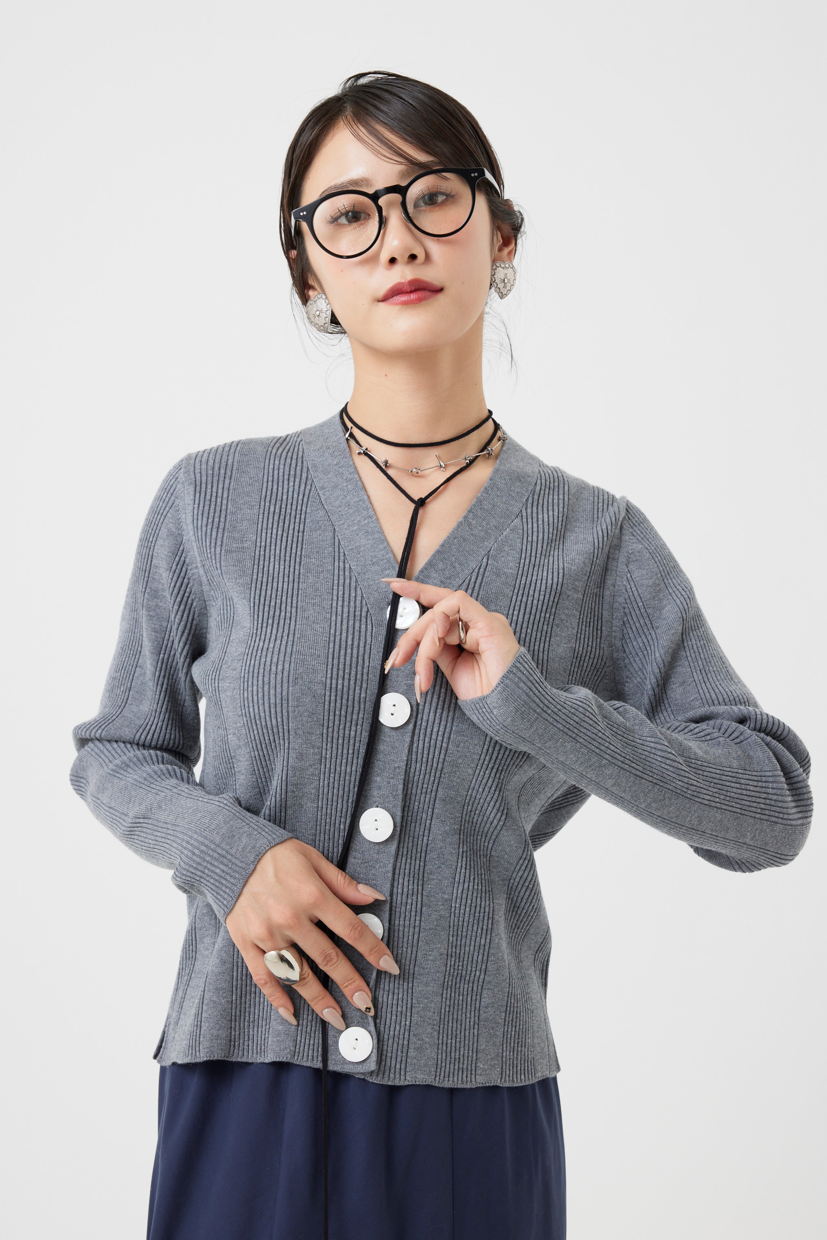 リブ編みカーディガン(6262-461)