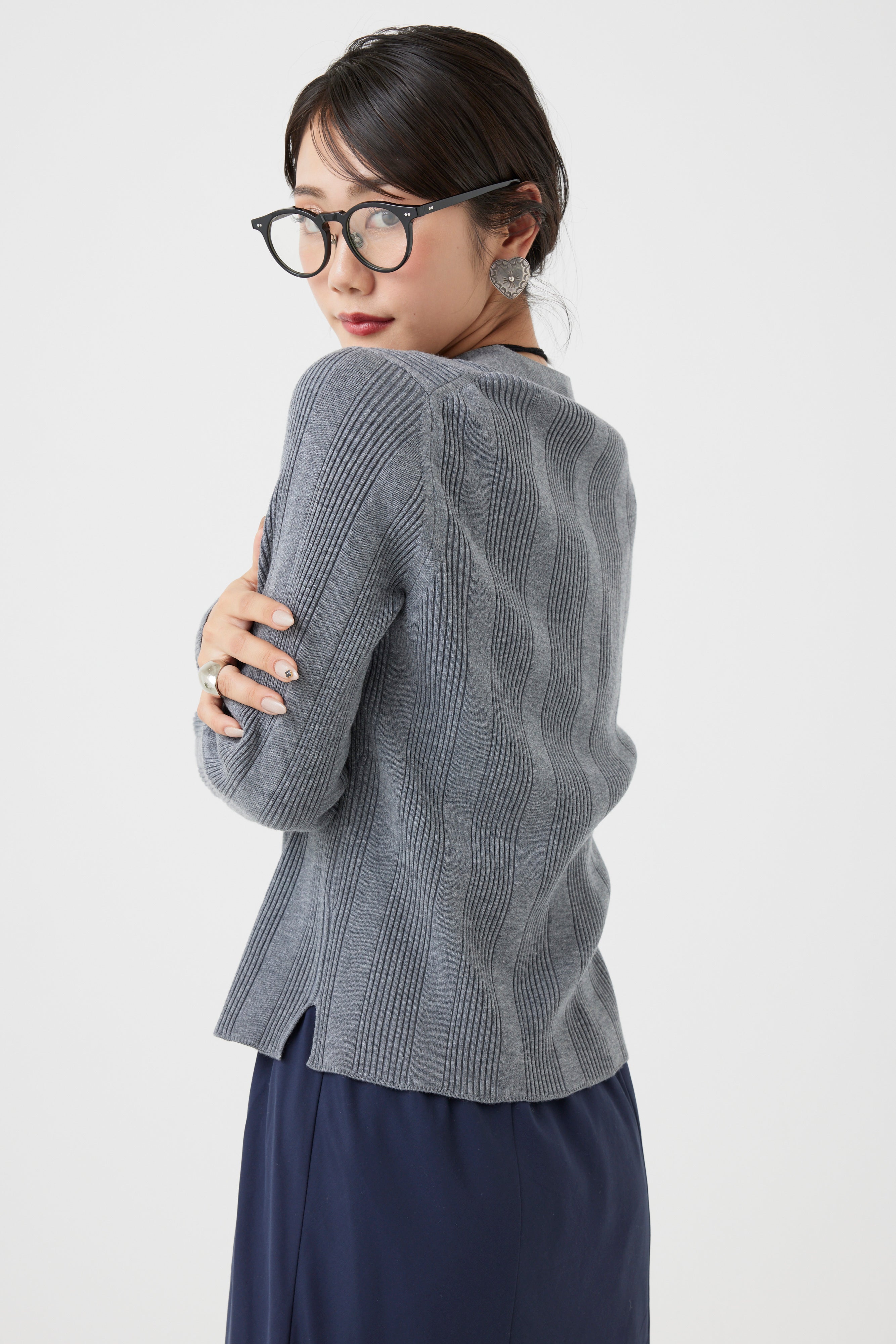 リブ編みカーディガン(6262-461)
