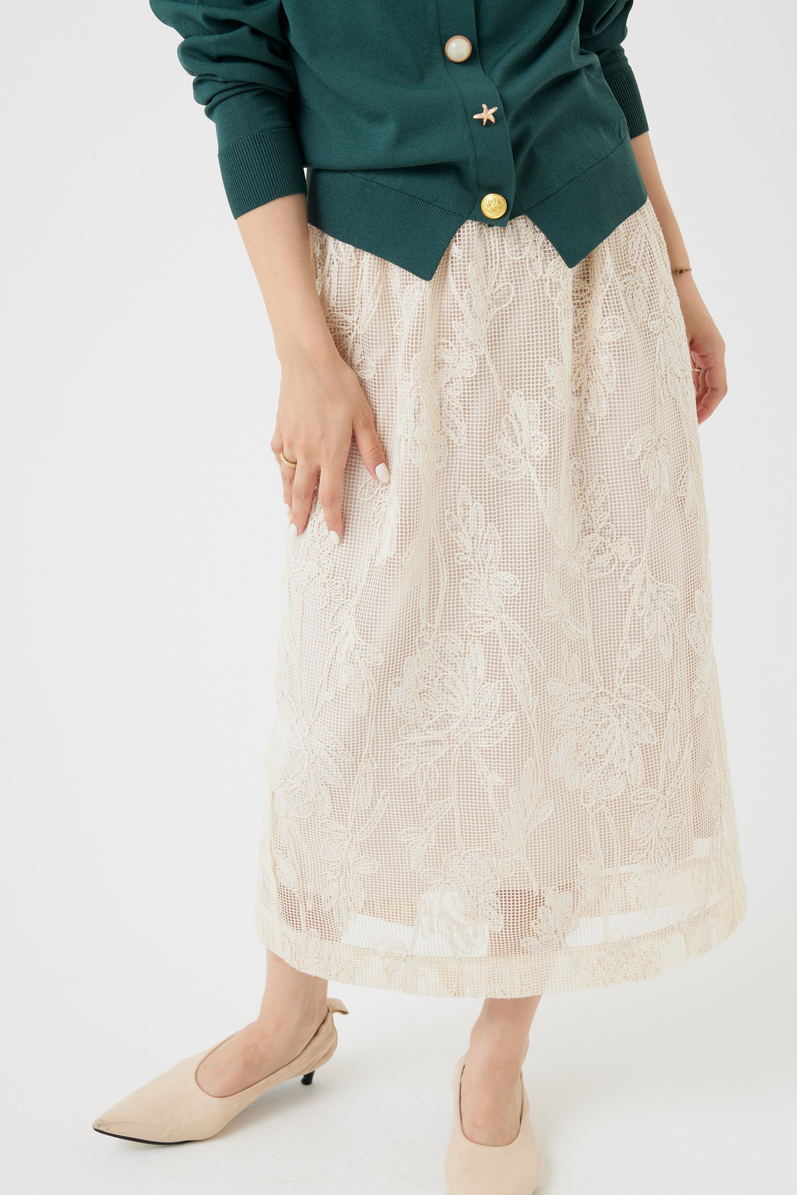 ボタニカルパターンスパングルスカート(6260-373)