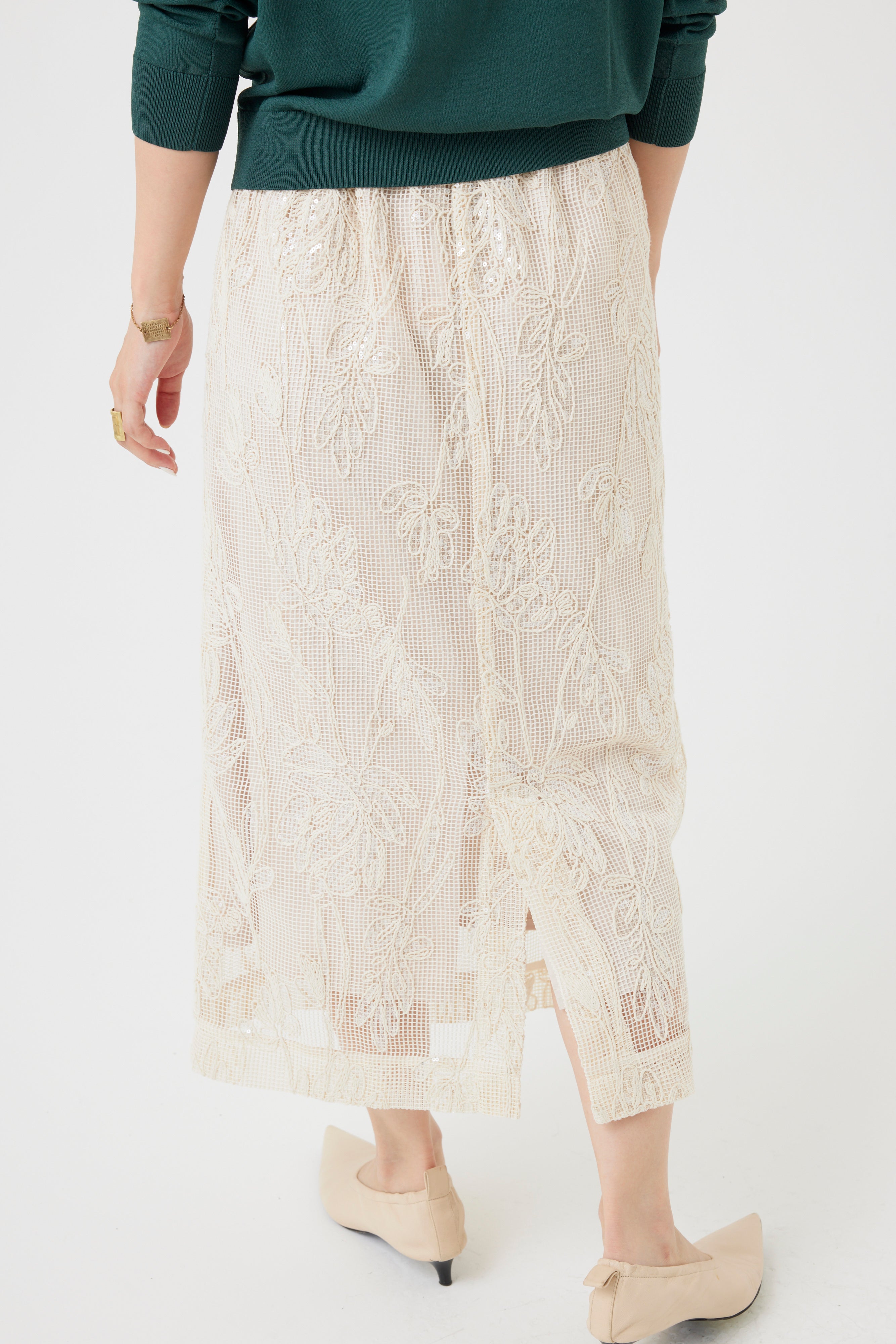 ボタニカルパターンスパングルスカート(6260-373)