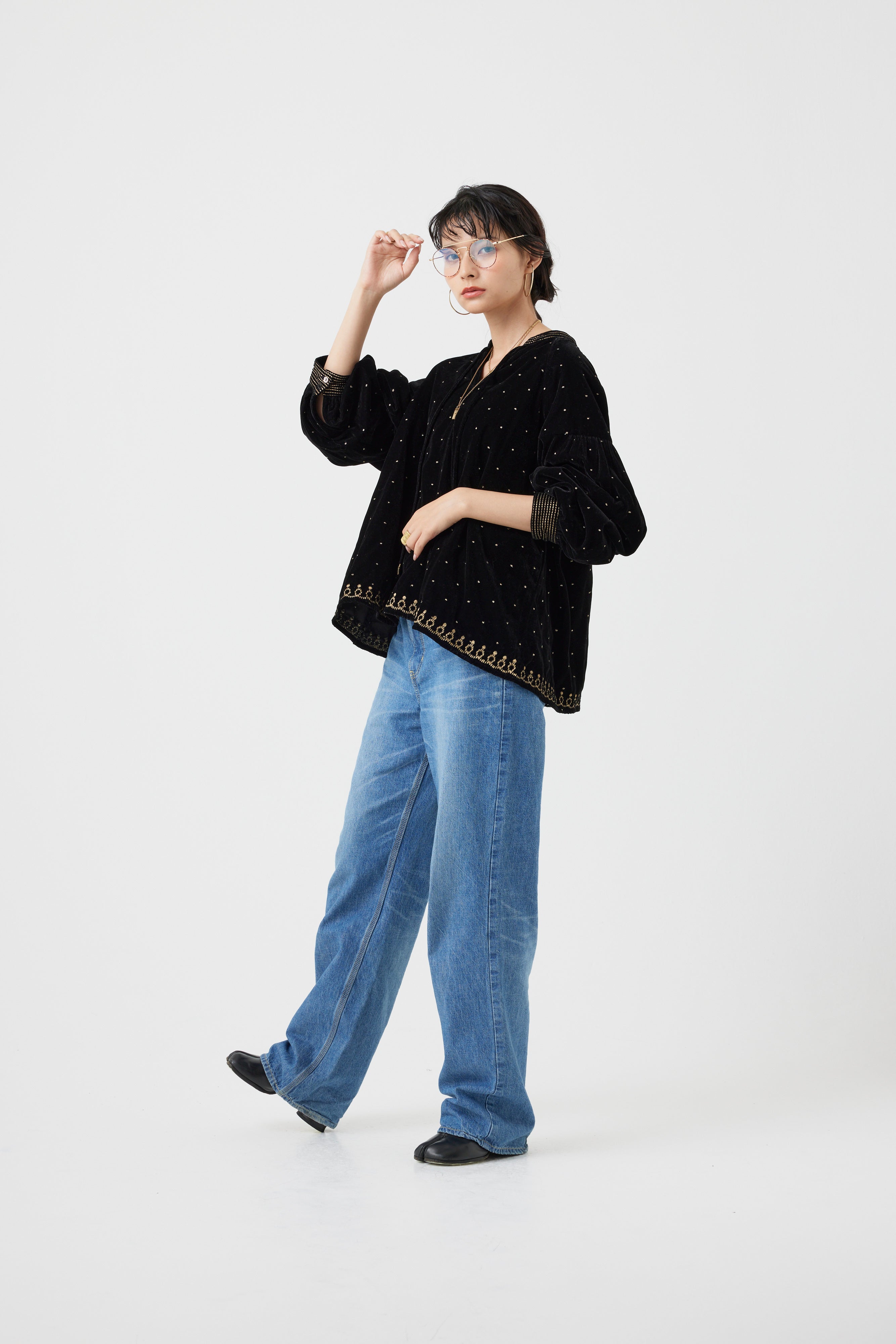 インドベロアドット刺繍ブラウス(6261-358)