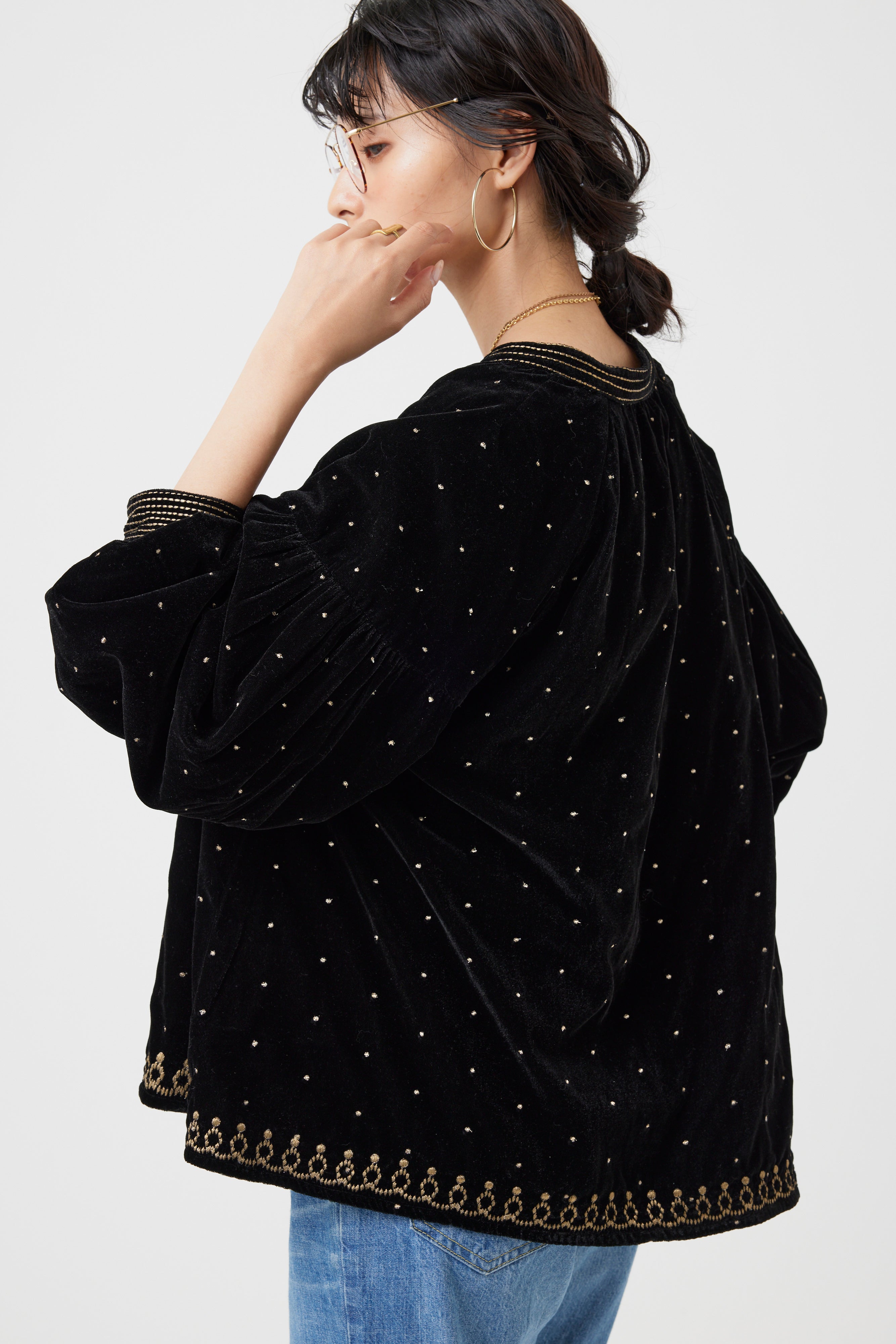【 9/12 ご予約開始 】インドベロアドット刺繍ブラウス(6265-358)