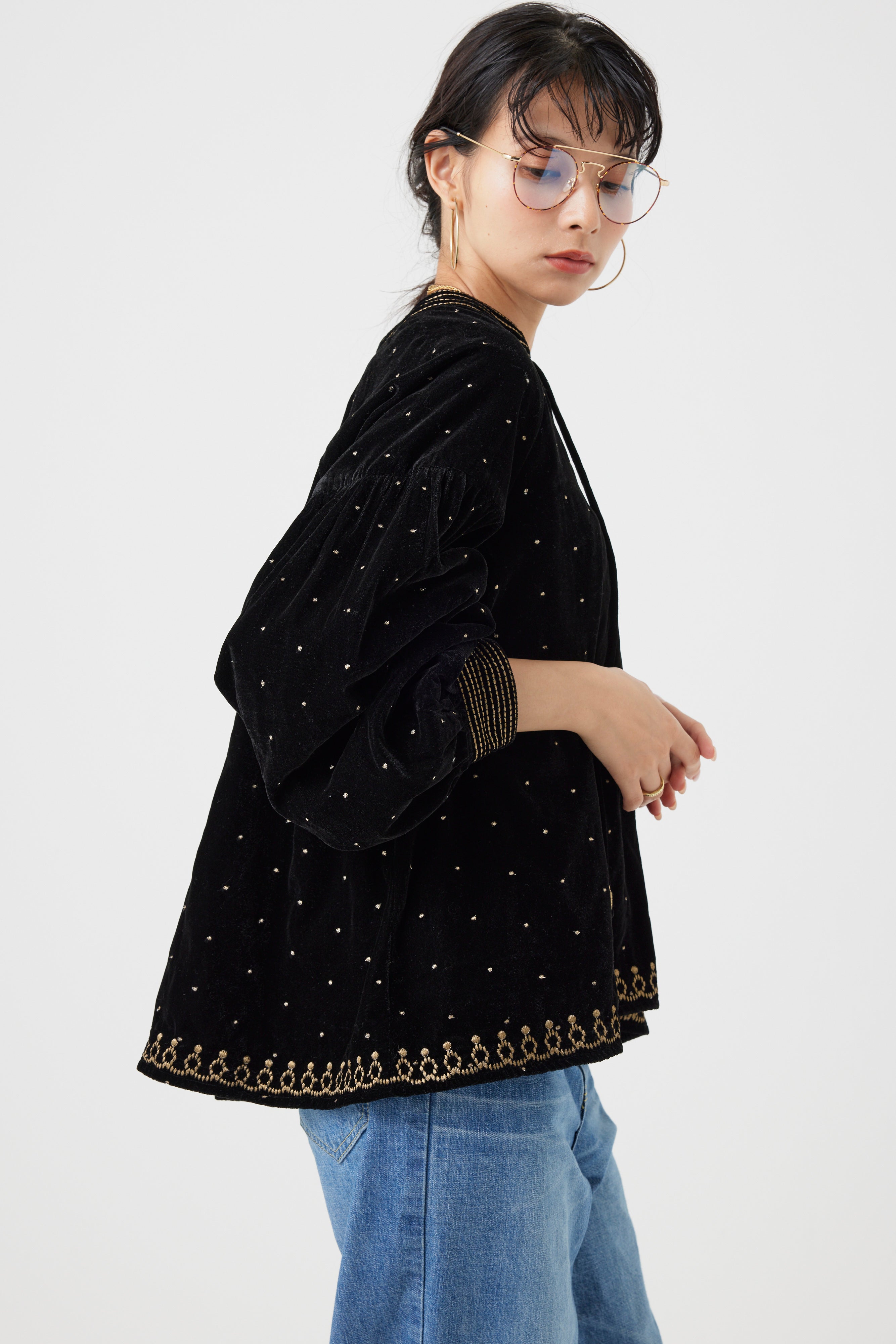 【 9/12 ご予約開始 】インドベロアドット刺繍ブラウス(6265-358)