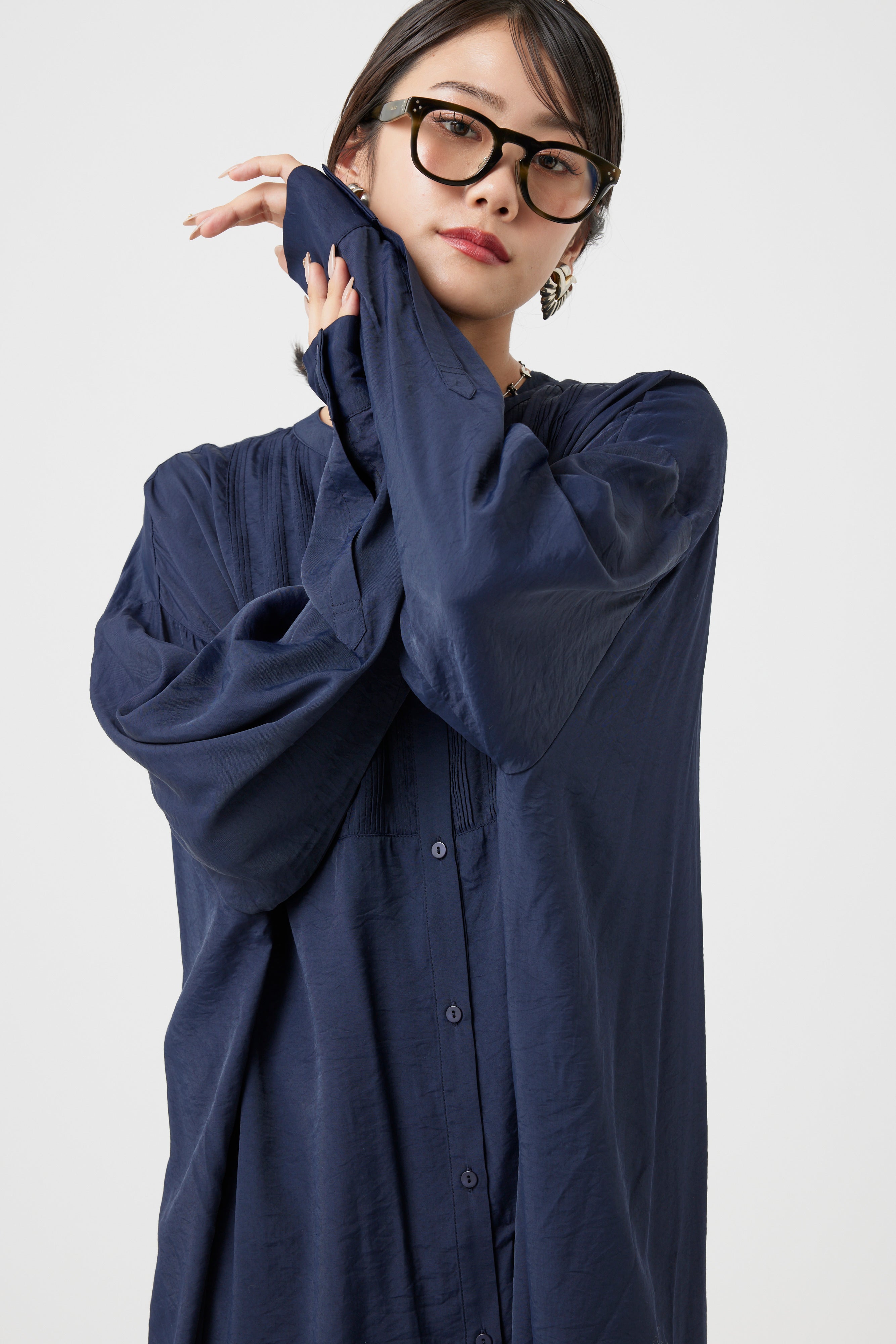 【ご予約商品/1000Pプレゼント】ロングスリーブレスシャツワンピース(6252-472)